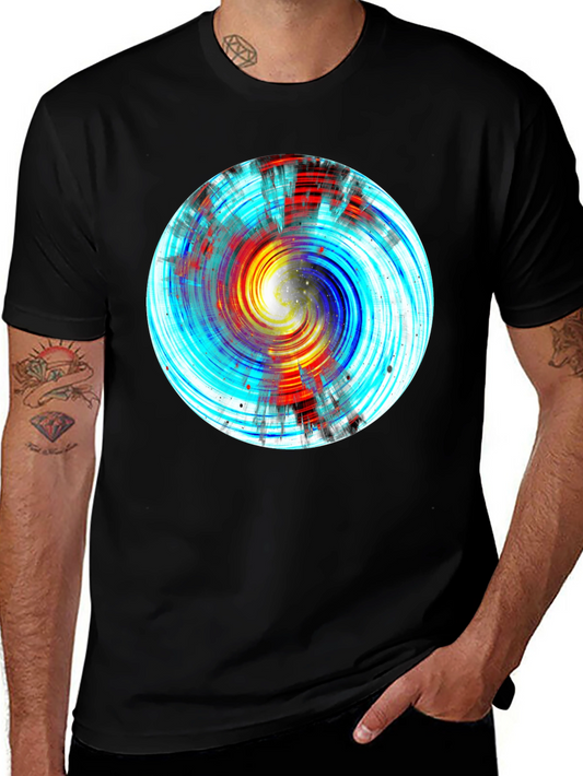 Abstract Swirl Graphic Black Tee