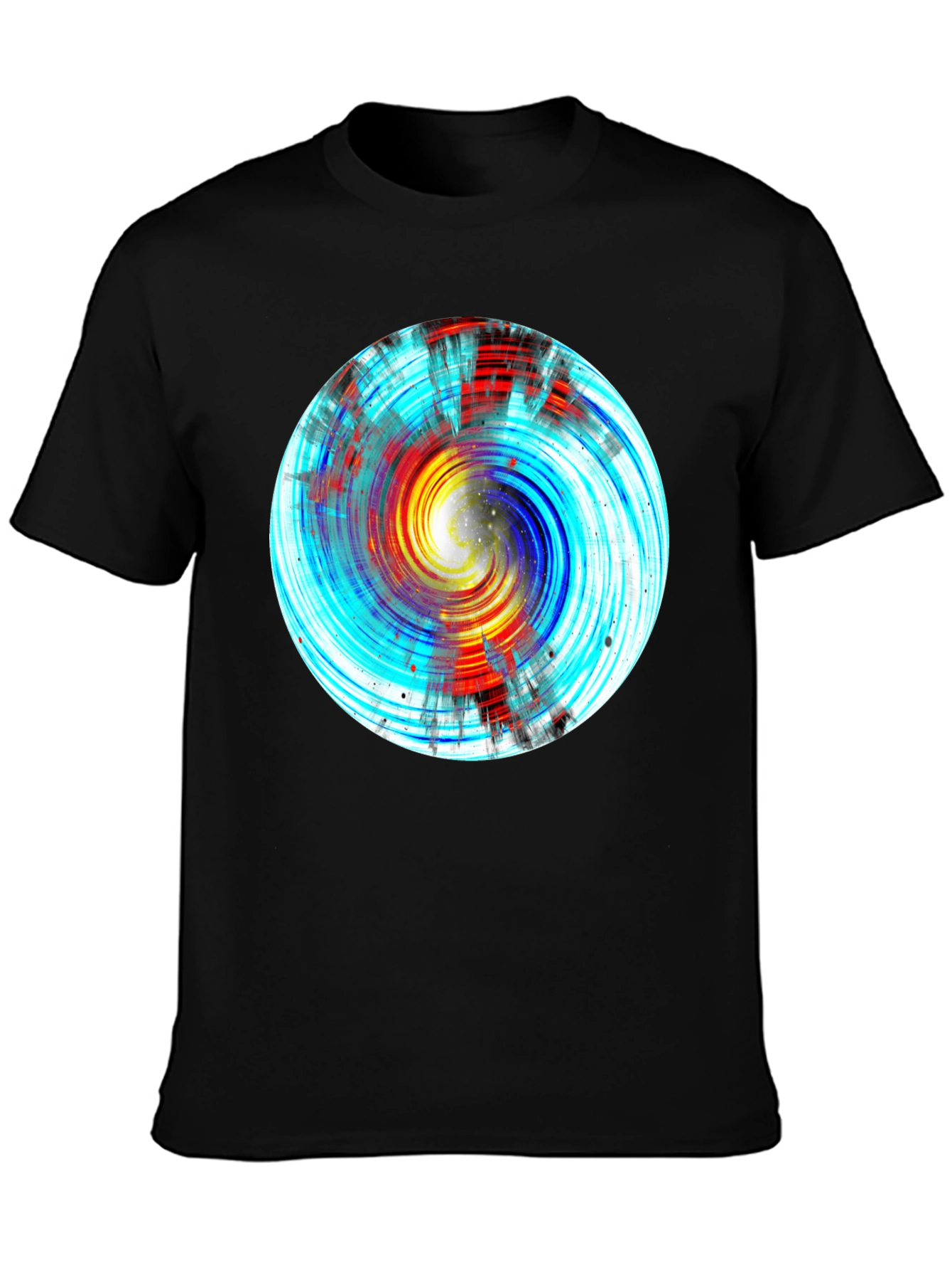 Abstract Swirl Graphic Black Tee