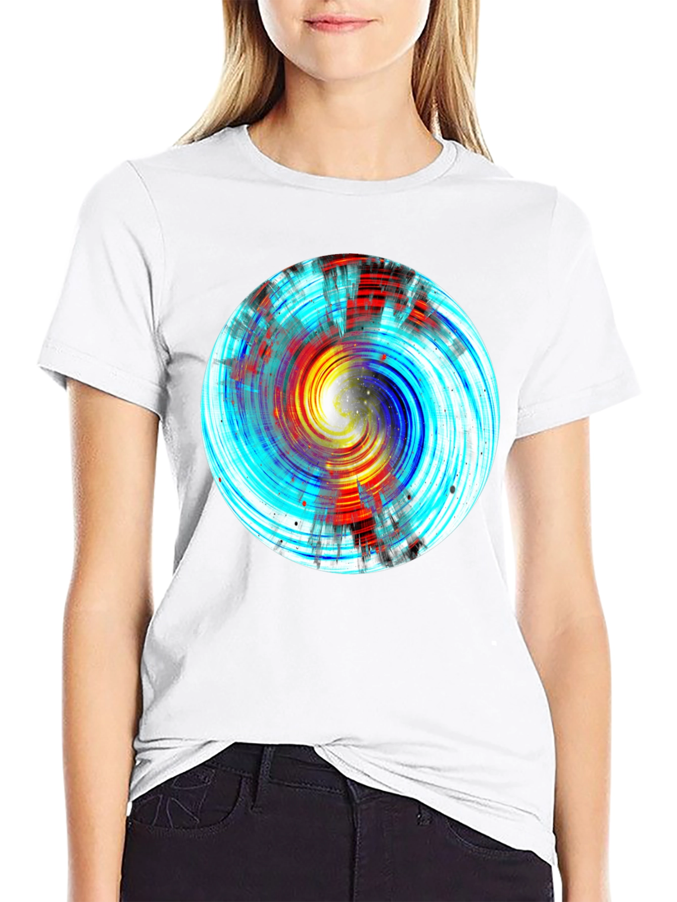 Abstract Swirl Graphic Black Tee