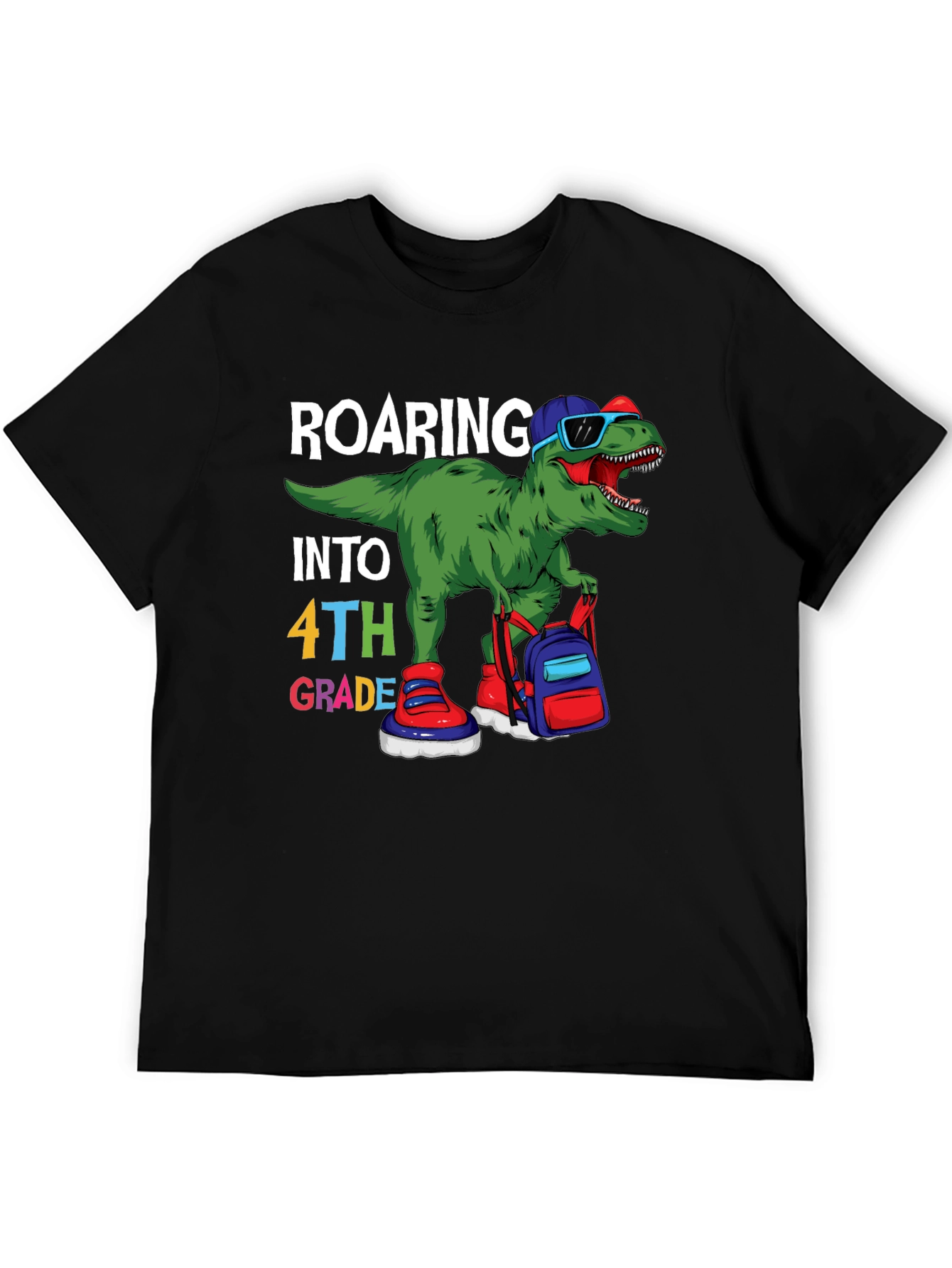 Roaring Into 4th Grade T-Shirt Dinosaur Back to School
