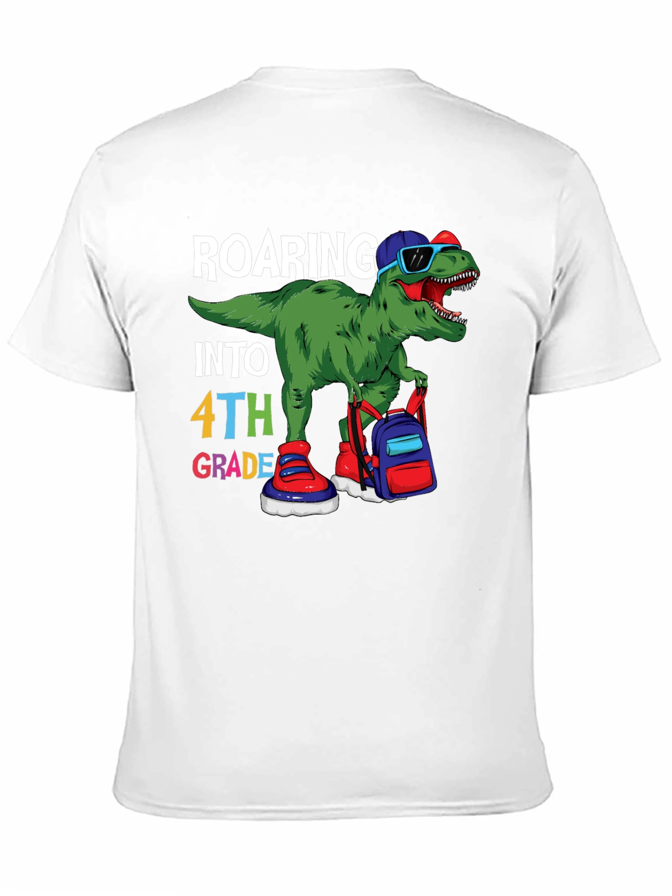 Roaring Into 4th Grade T-Shirt Dinosaur Back to School