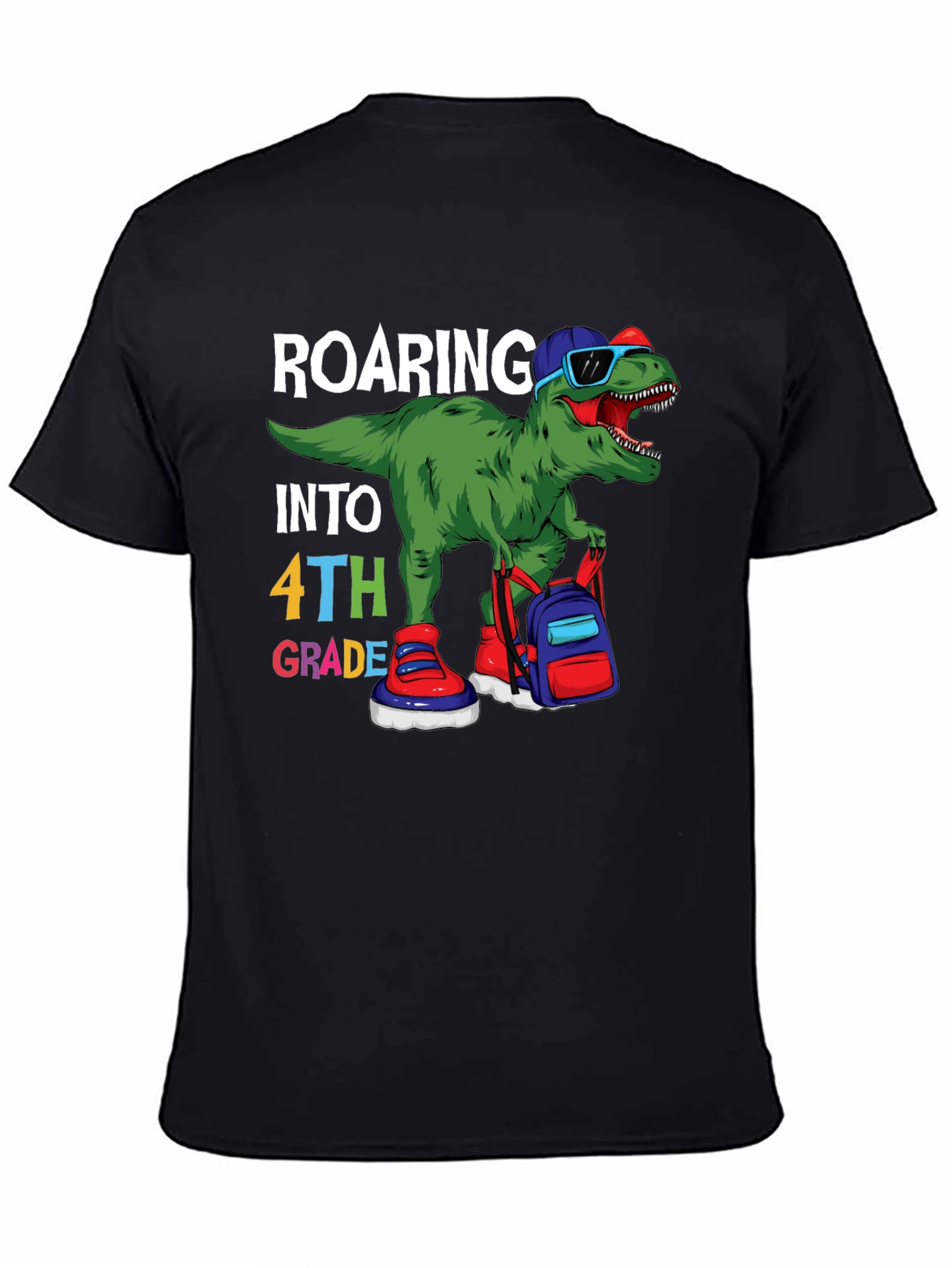 Roaring Into 4th Grade T-Shirt Dinosaur Back to School