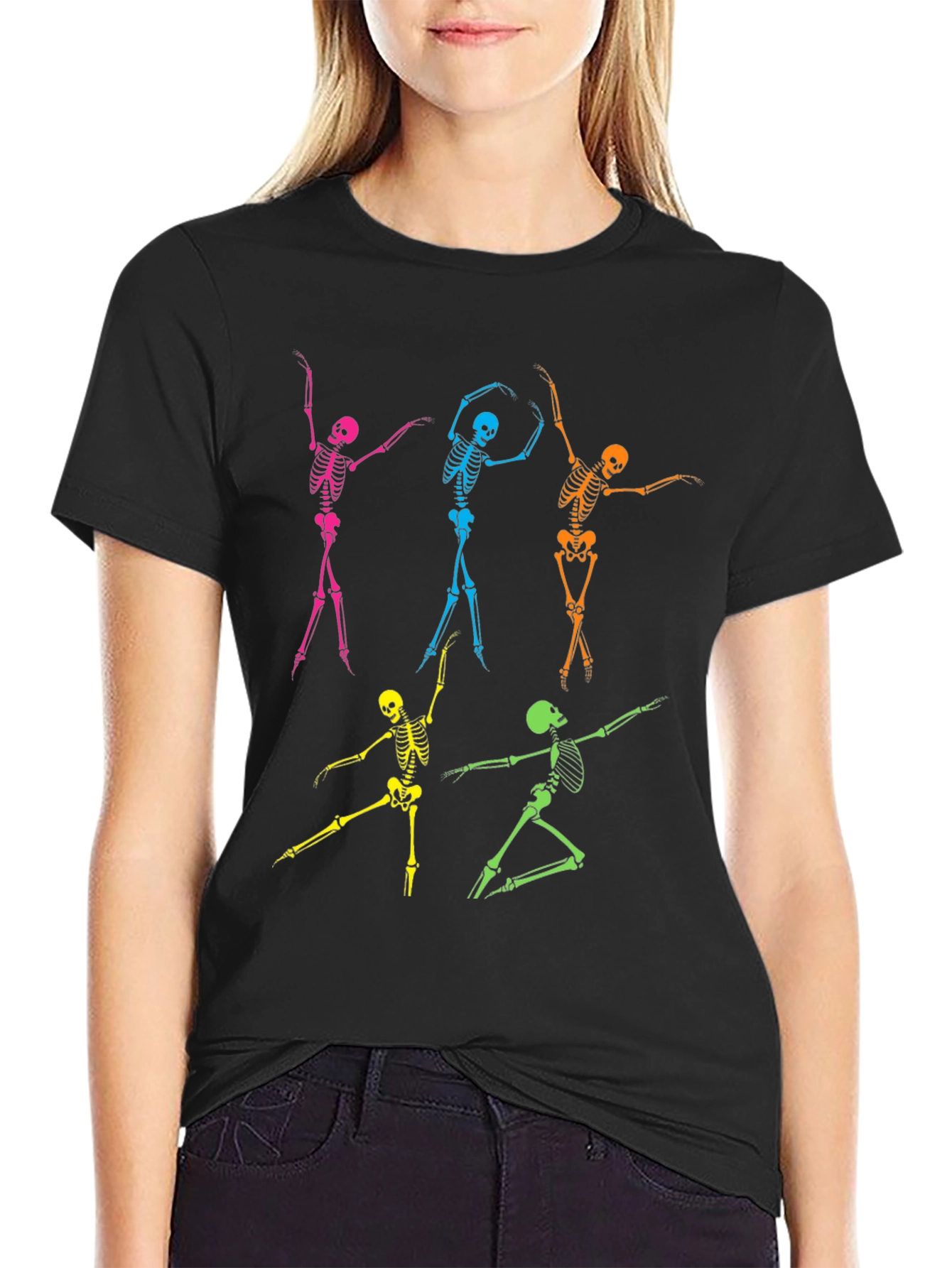 Dancing Skeleton Graphic T-Shirt - Funky Halloween Tee