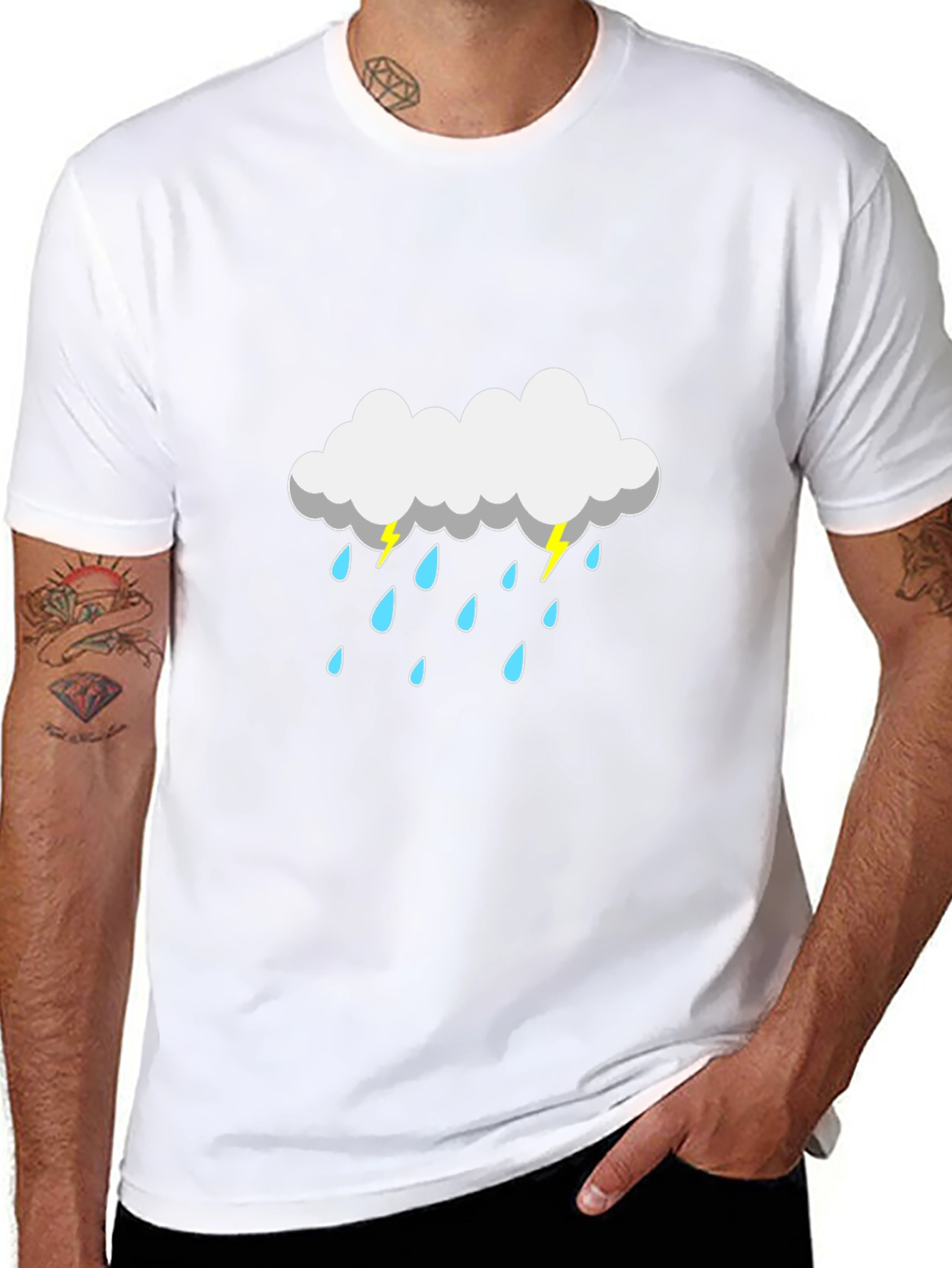 Rain Cloud Graphic Tee - Black Cotton T-Shirt