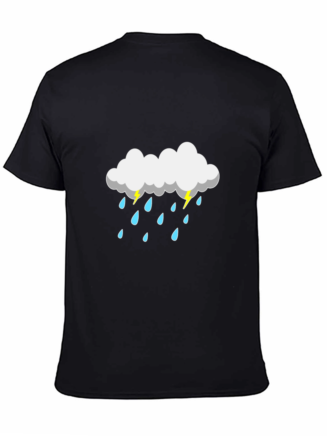 Rain Cloud Graphic Tee - Black Cotton T-Shirt