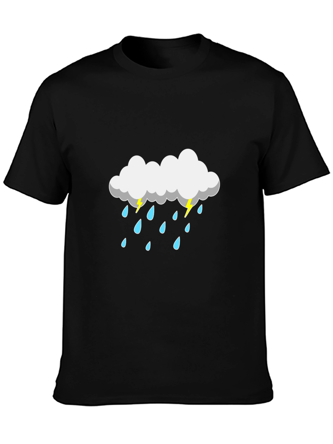 Rain Cloud Graphic Tee - Black Cotton T-Shirt