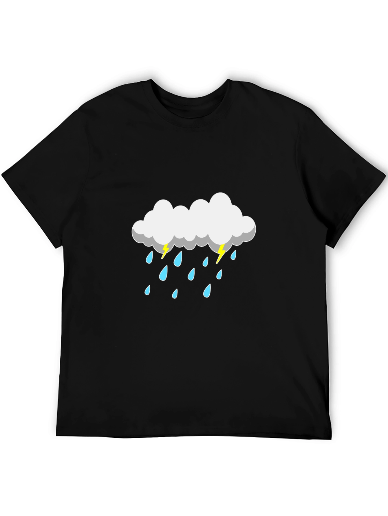 Rain Cloud Graphic Tee - Black Cotton T-Shirt