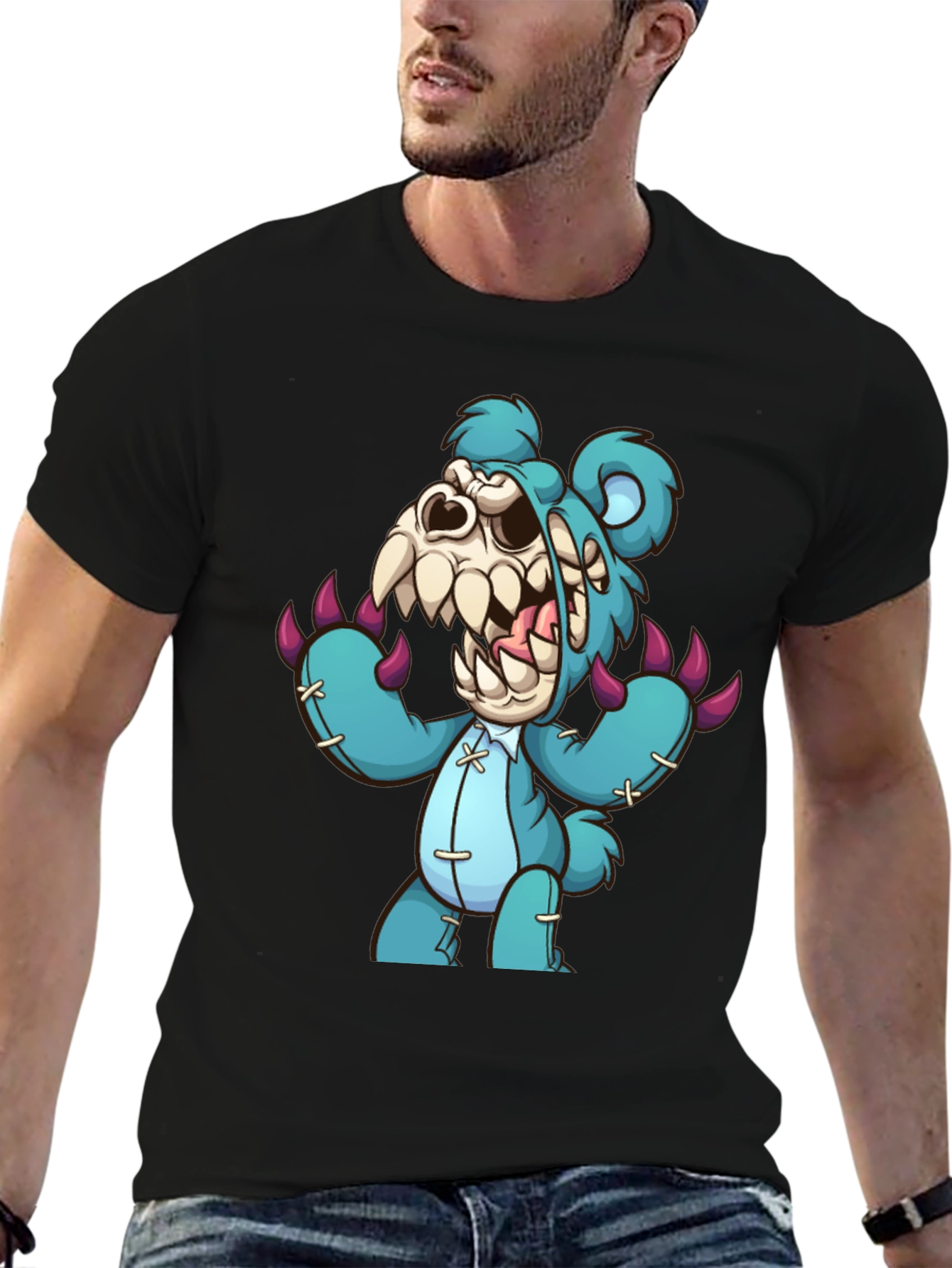 Zombie Teddy Bear Graphic T-Shirt - Mens