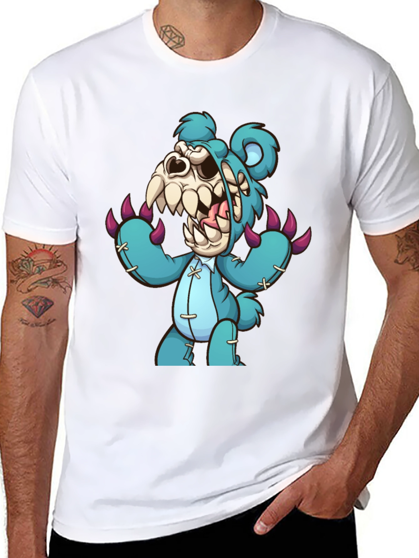 Zombie Teddy Bear Graphic T-Shirt - Mens