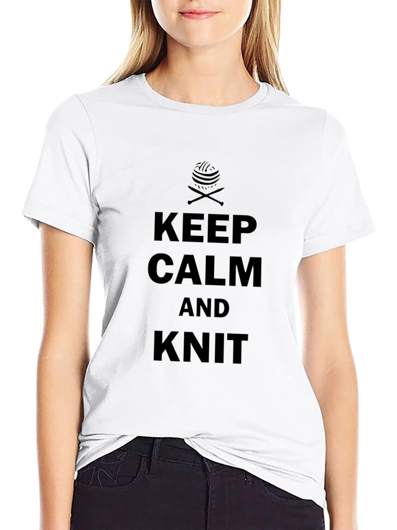 Keep Calm and Knit - Black T-Shirt