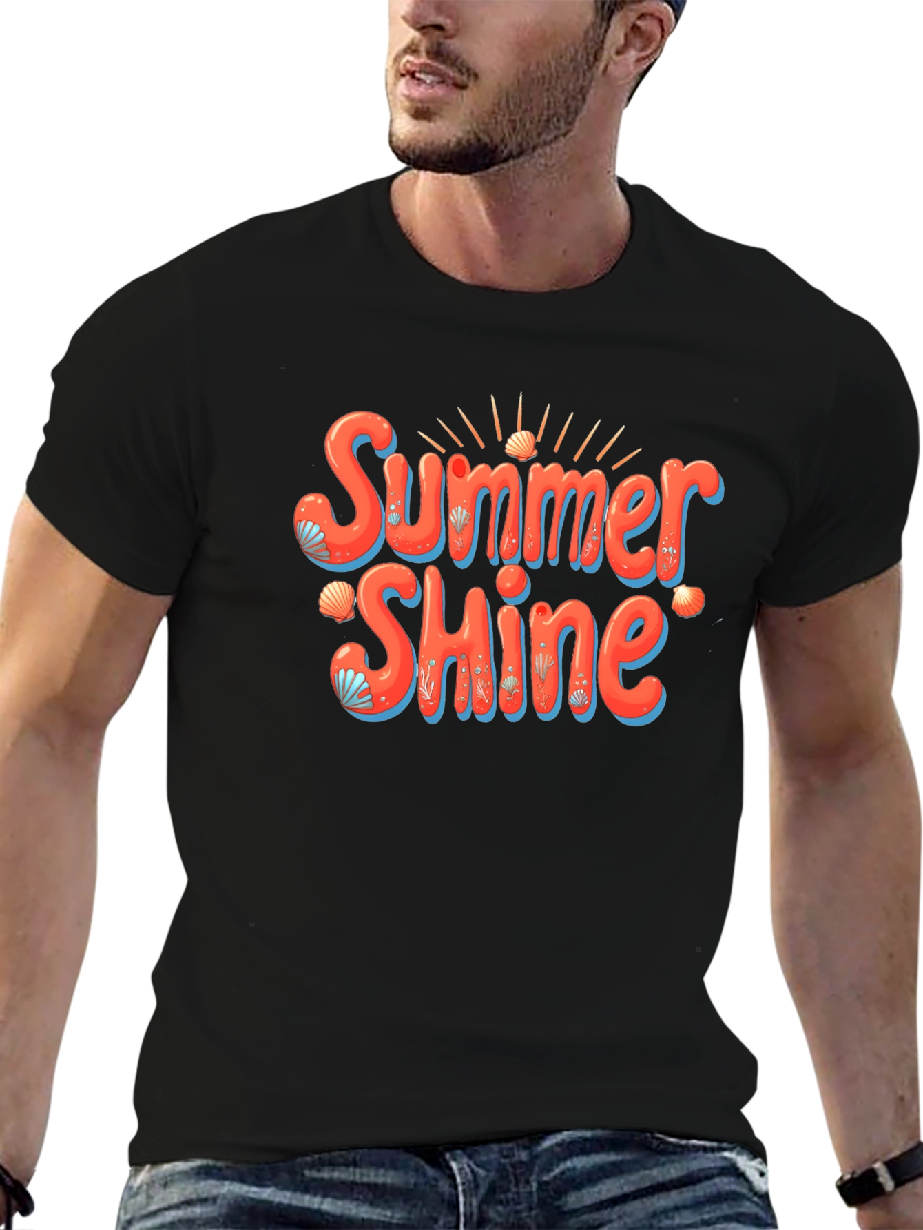 Summer Shine Graphic Tee -  Mens Black T-Shirt