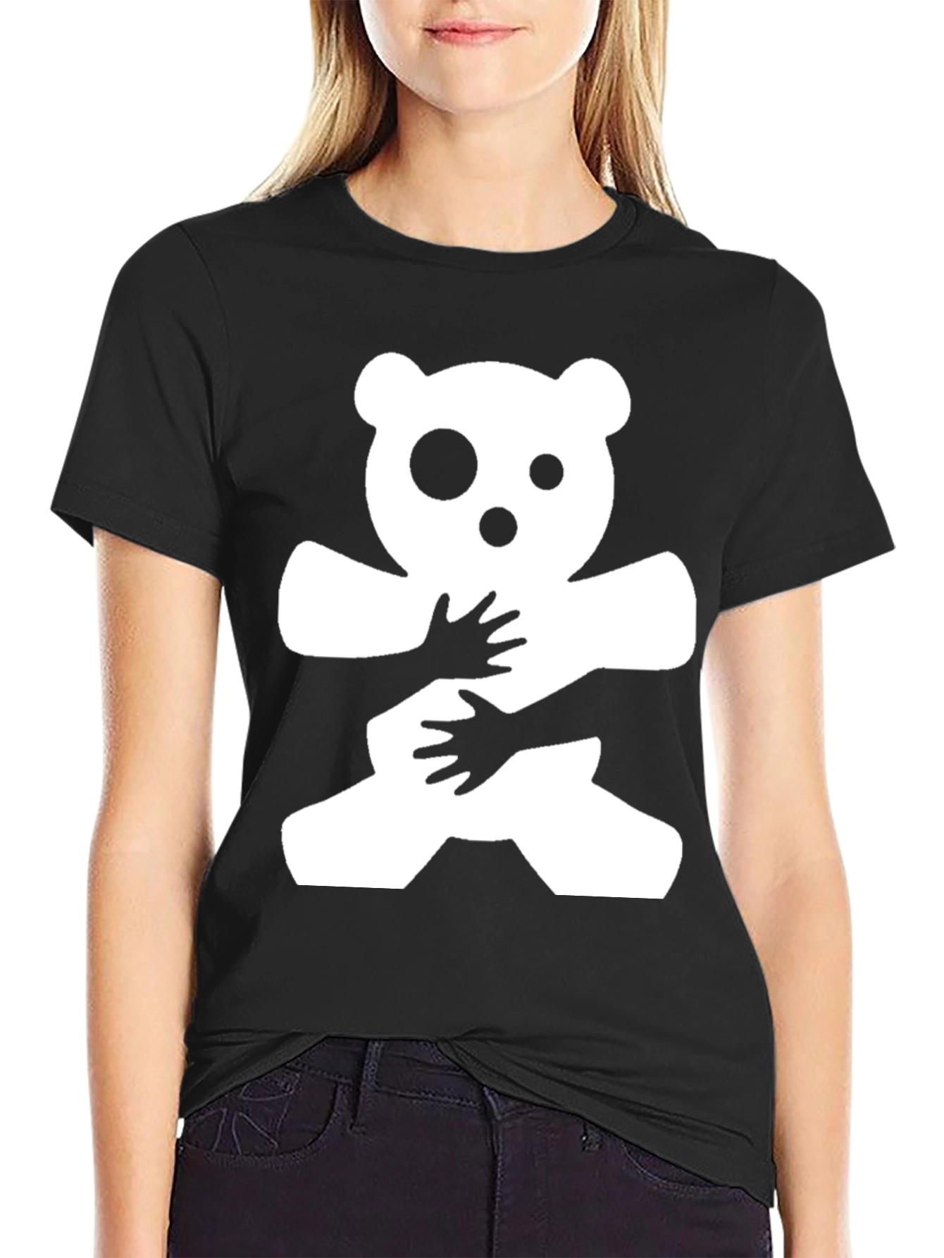 Hug Me Bear Graphic T-Shirt - Black