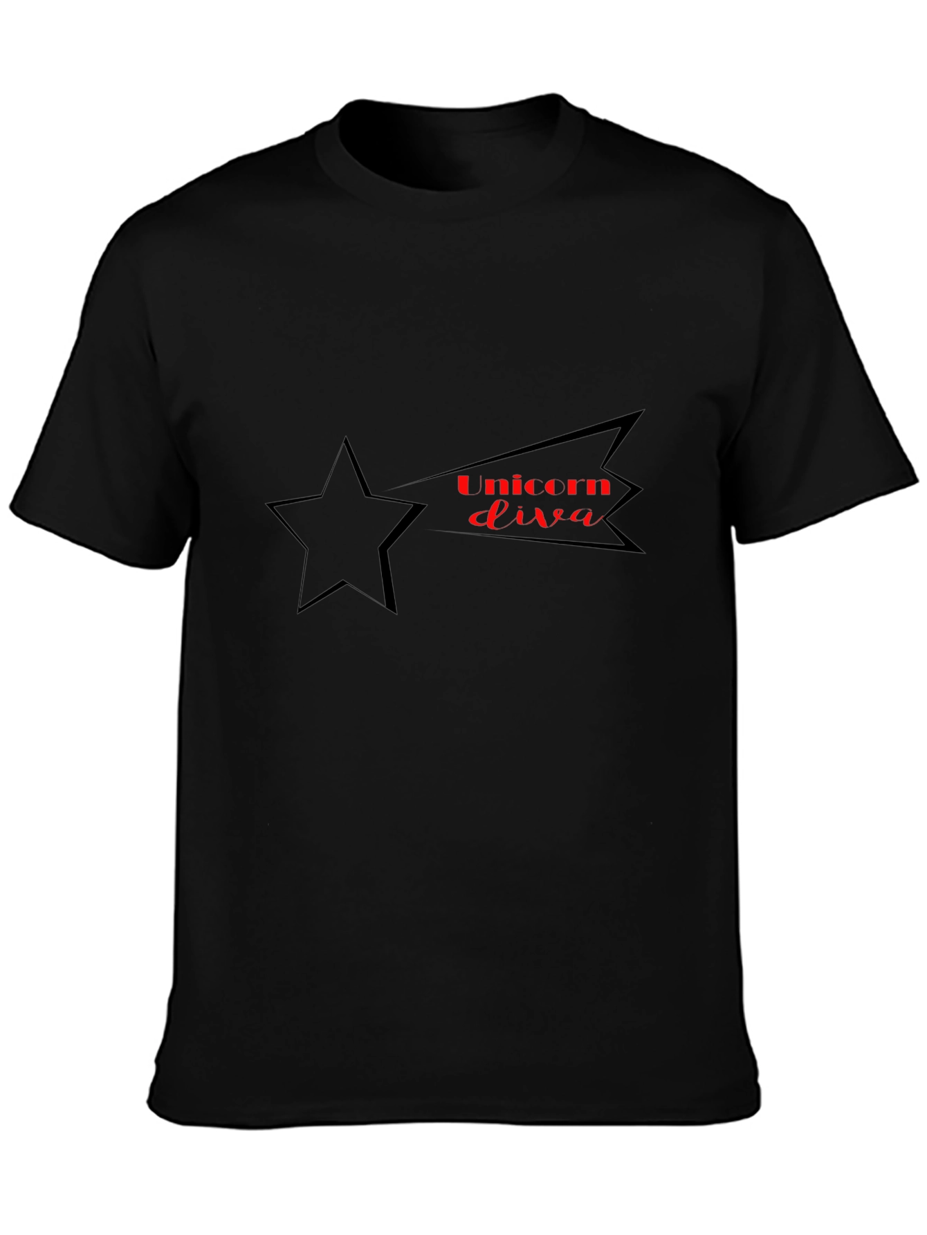 Unicorn Diva Star Tee - Black
