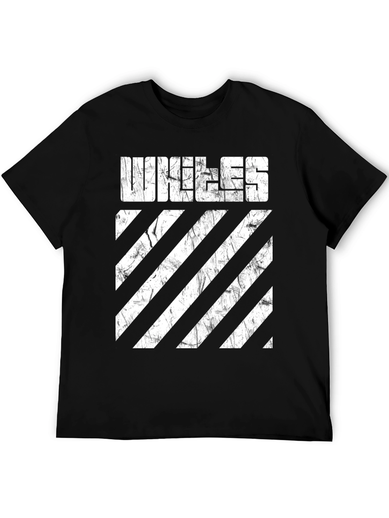 Unique Distressed Striped Graphic T-Shirt