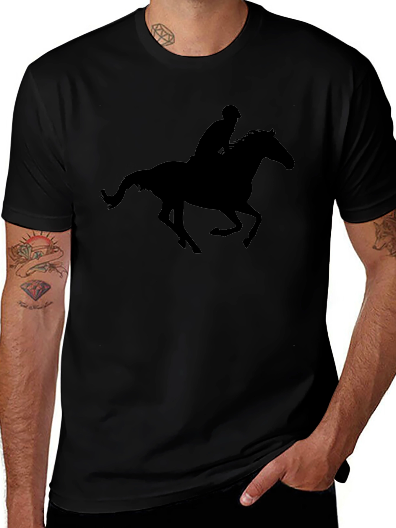 Equestrian Silhouette T-Shirt - Black Graphic Tee