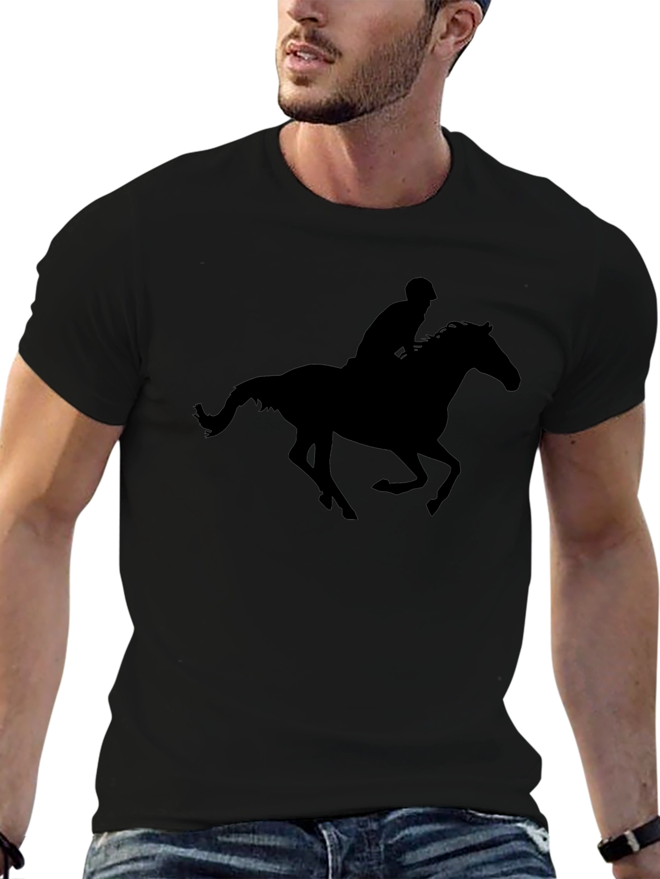 Equestrian Silhouette T-Shirt - Black Graphic Tee