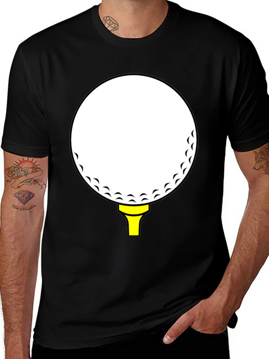 Golf Ball Tee Graphic Tee - Black Cotton Casual Shirt
