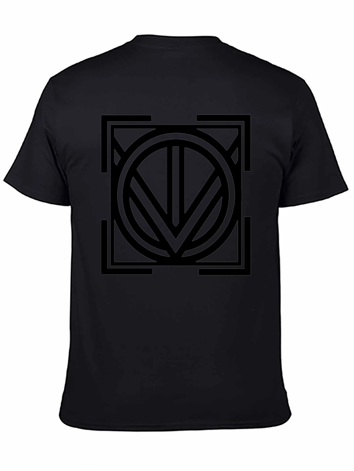 Geometric Circle & Square Graphic Tee - Black