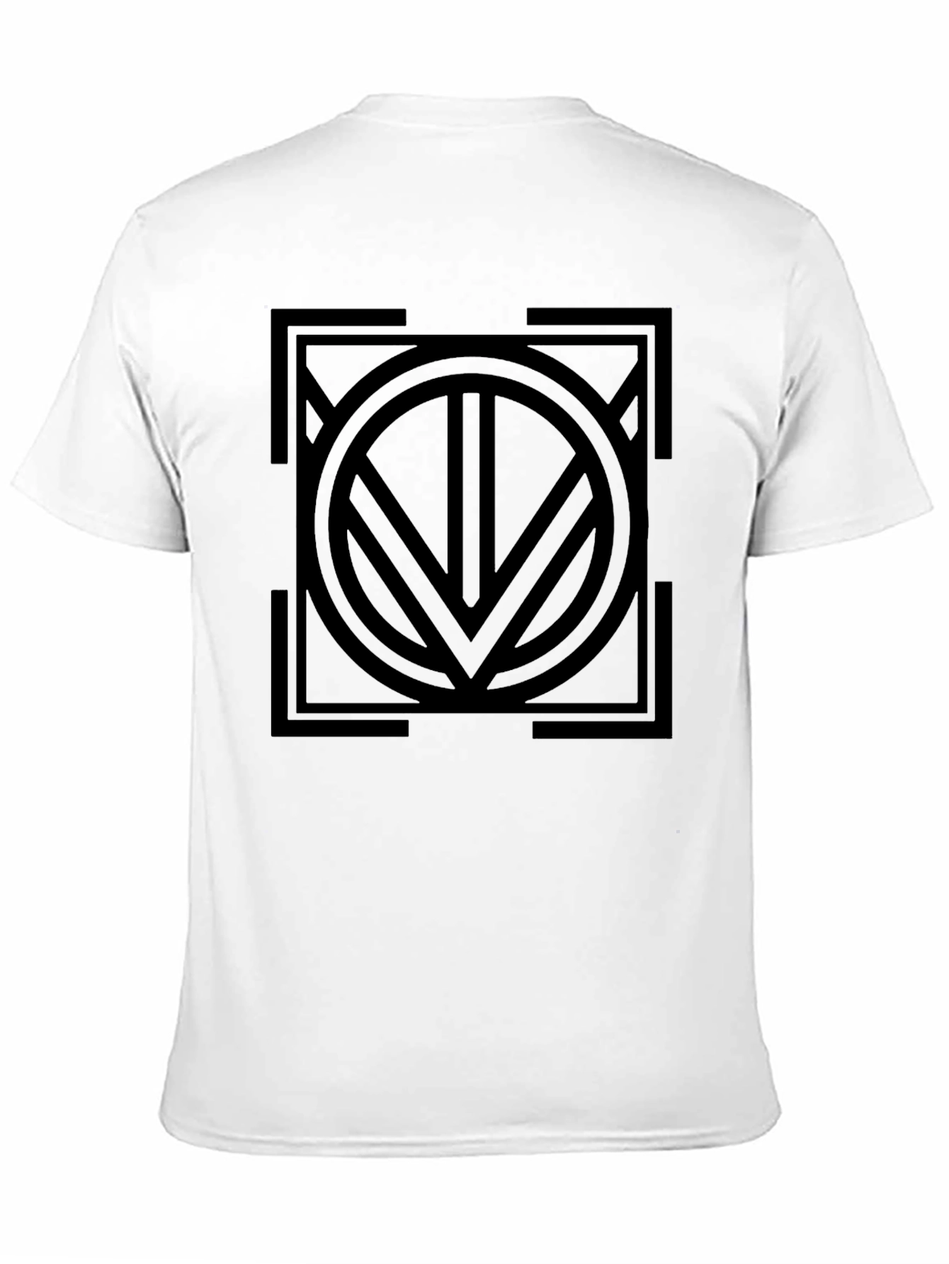 Geometric Circle & Square Graphic Tee - Black
