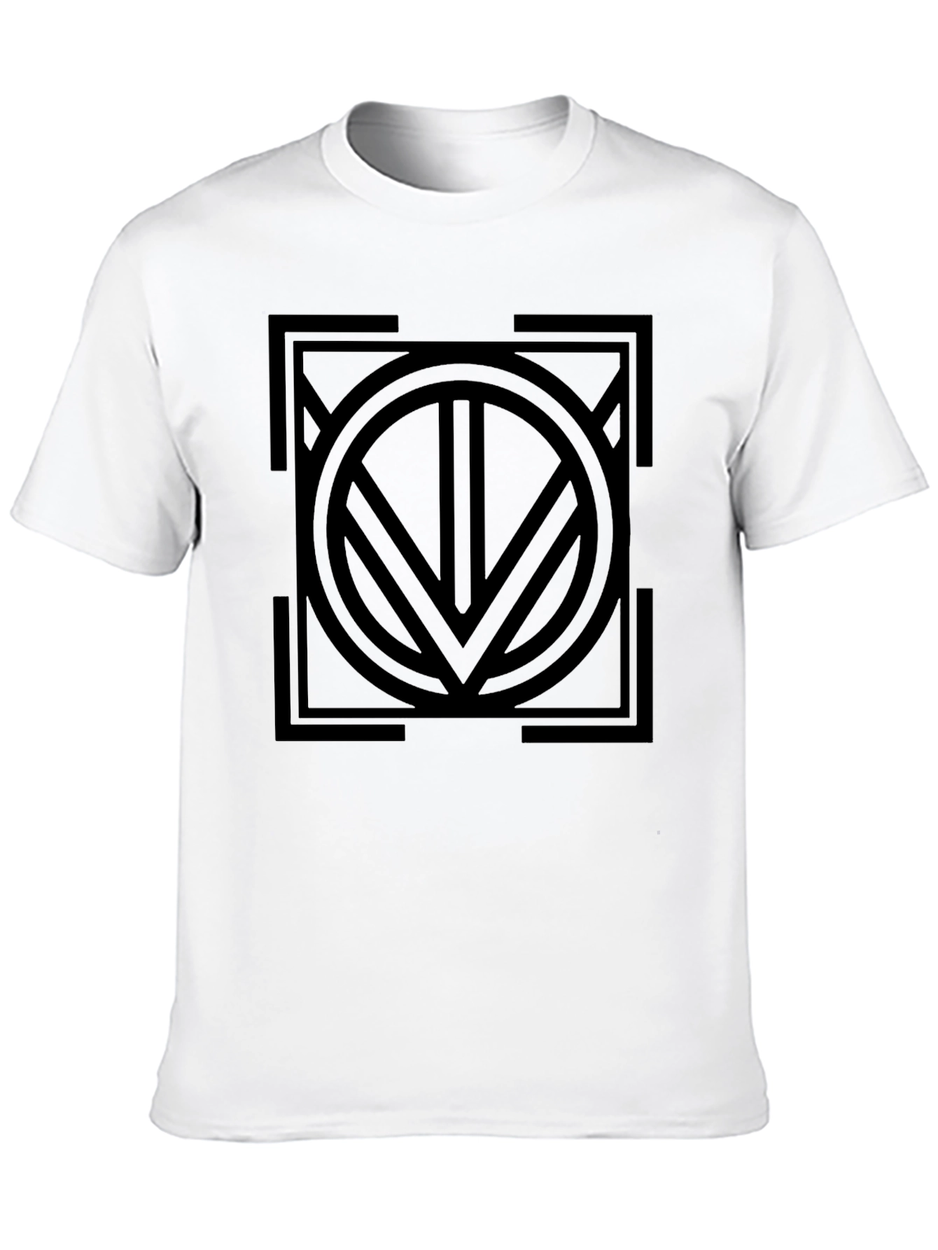 Geometric Circle & Square Graphic Tee - Black