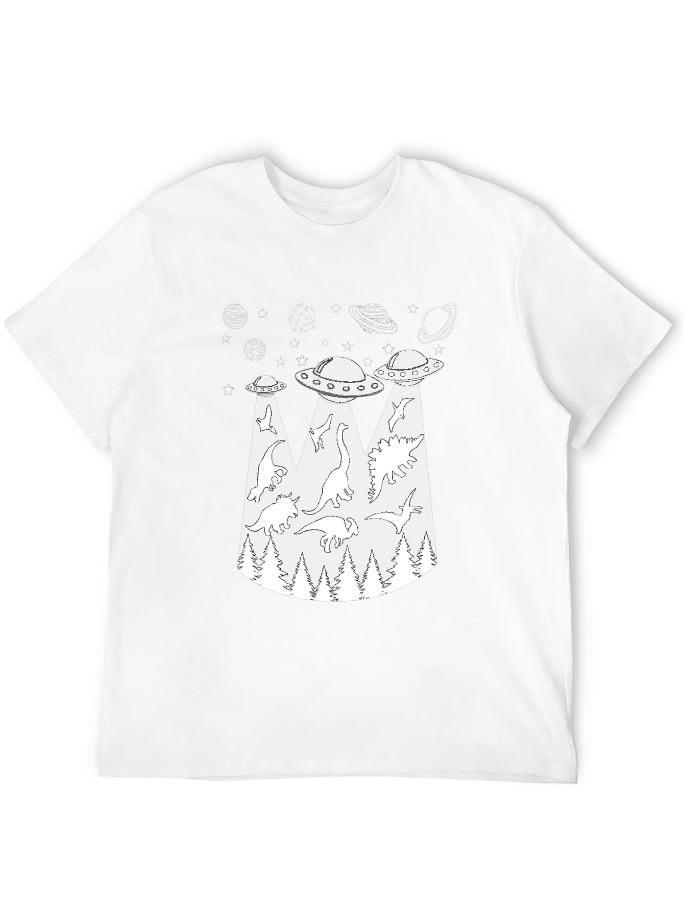 Dinosaur Abduction T-Shirt - UFO Alien Beam