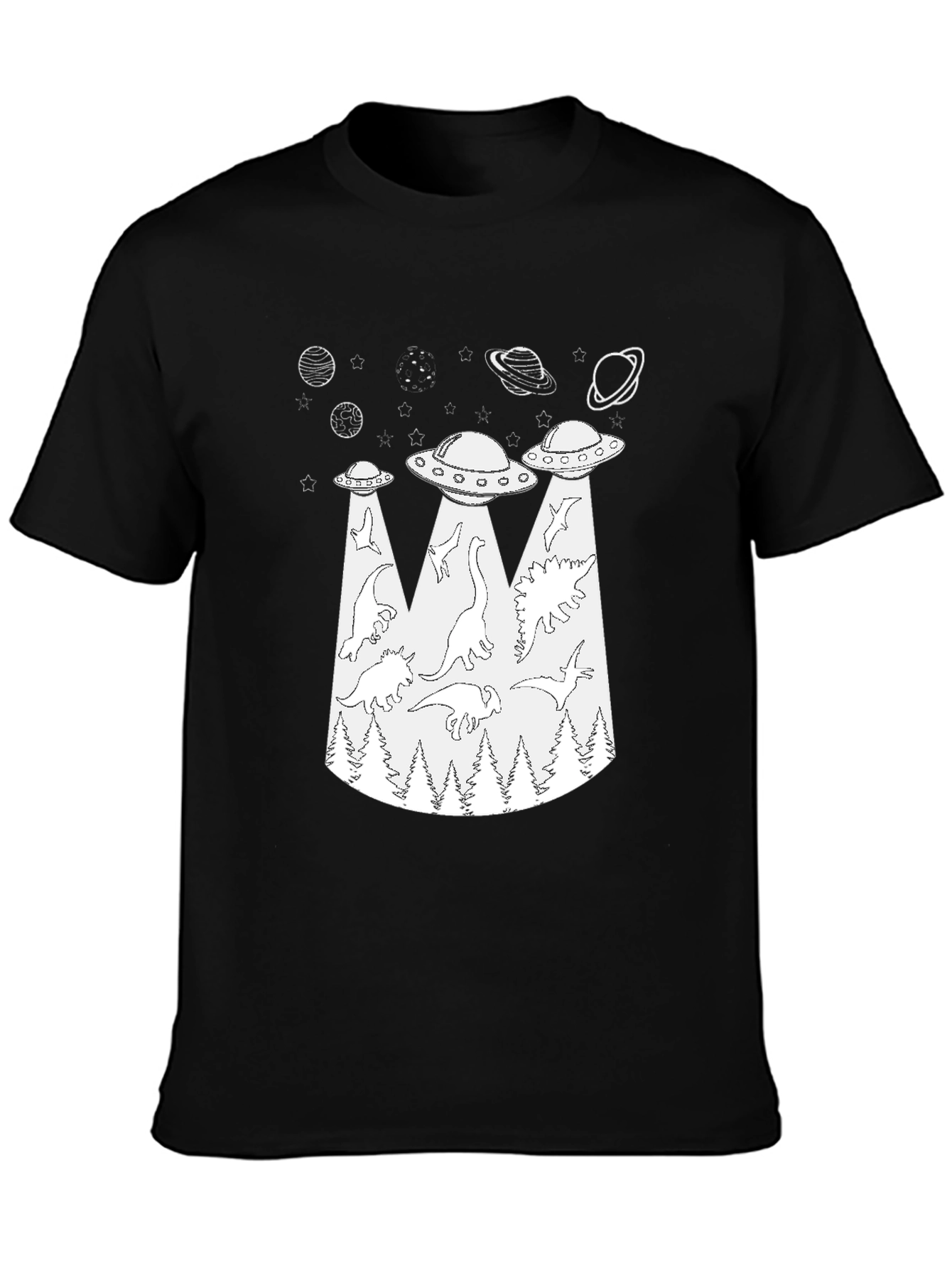 Dinosaur Abduction T-Shirt - UFO Alien Beam