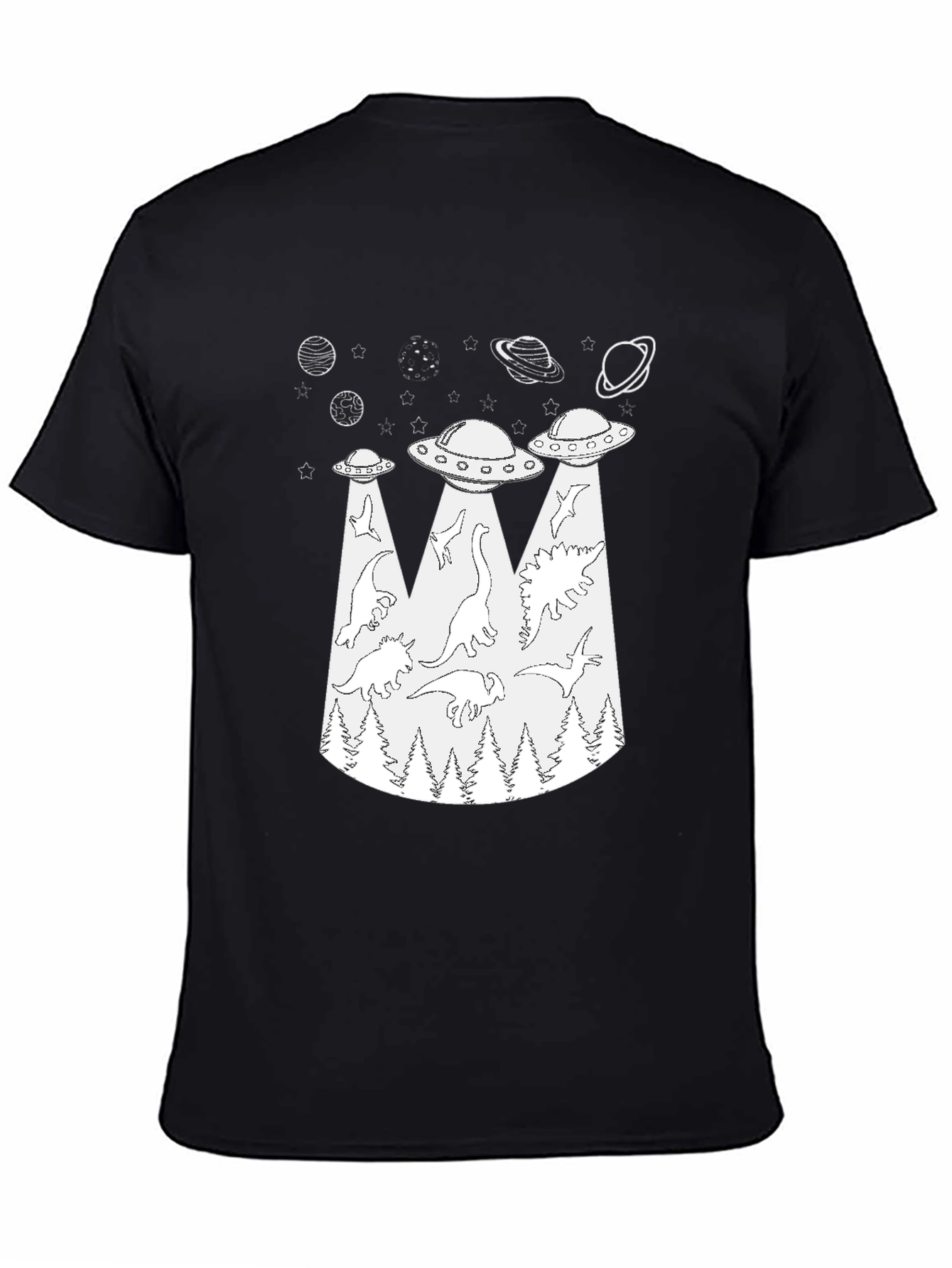 Dinosaur Abduction T-Shirt - UFO Alien Beam