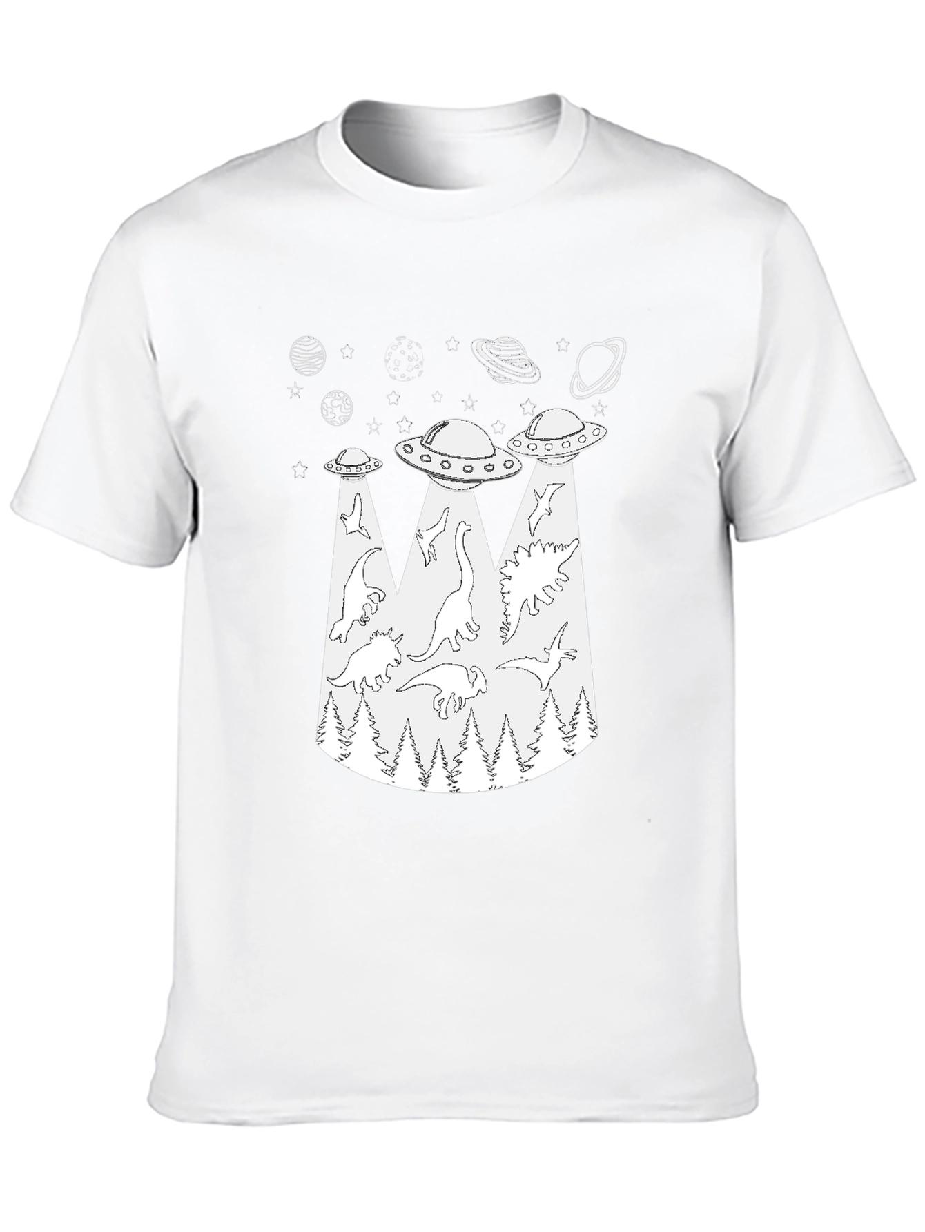 Dinosaur Abduction T-Shirt - UFO Alien Beam