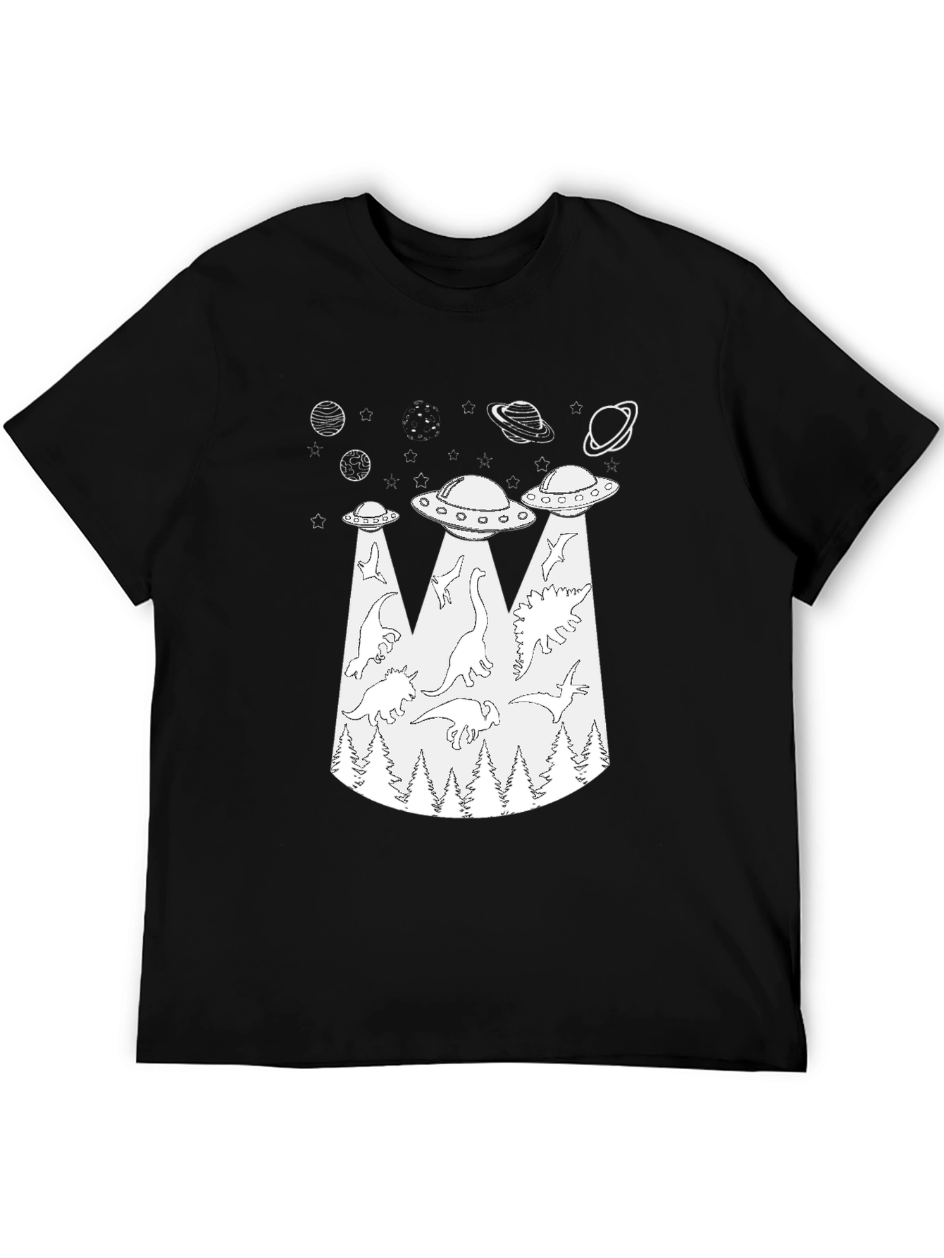 Dinosaur Abduction T-Shirt - UFO Alien Beam