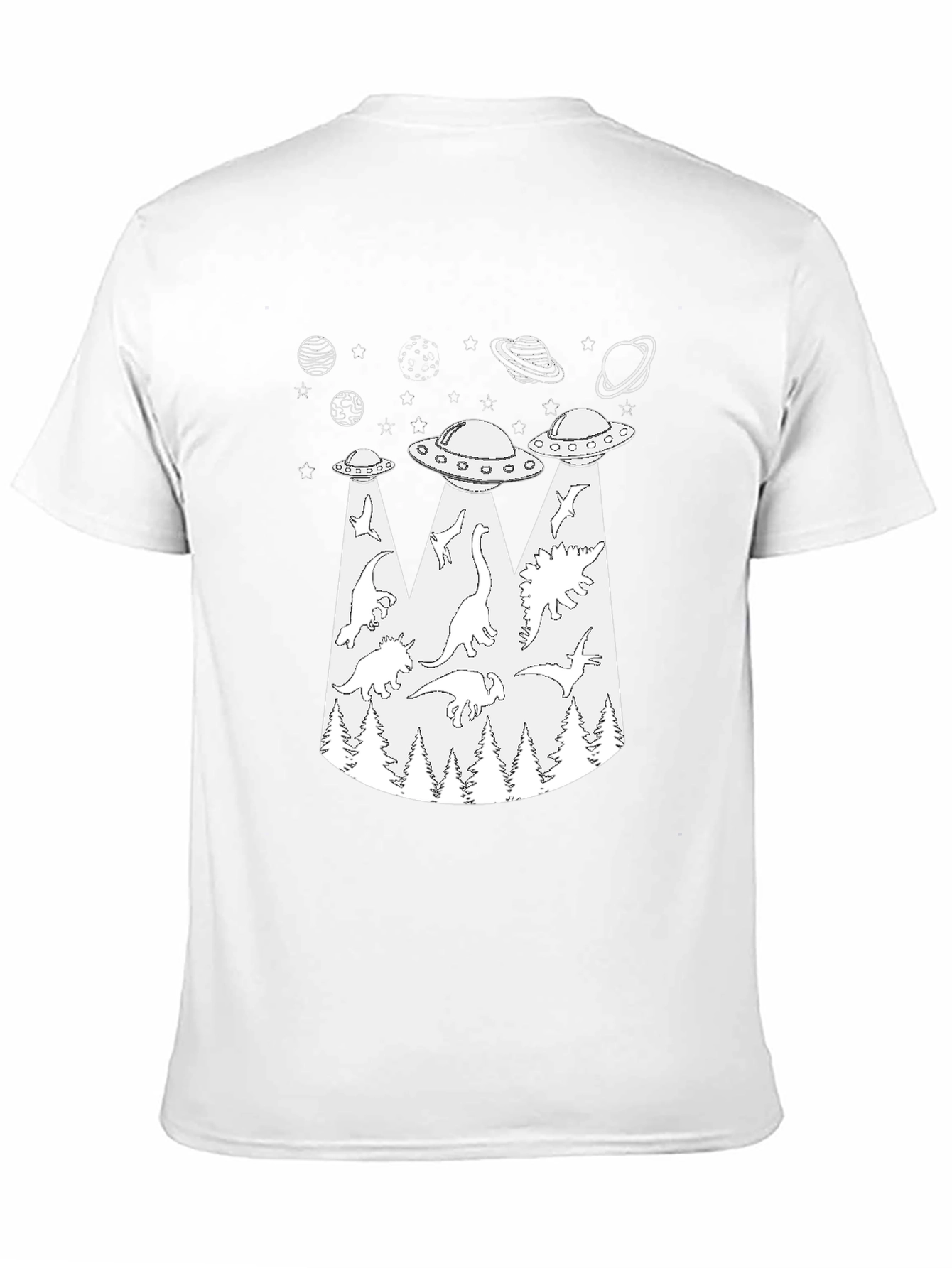 Dinosaur Abduction T-Shirt - UFO Alien Beam