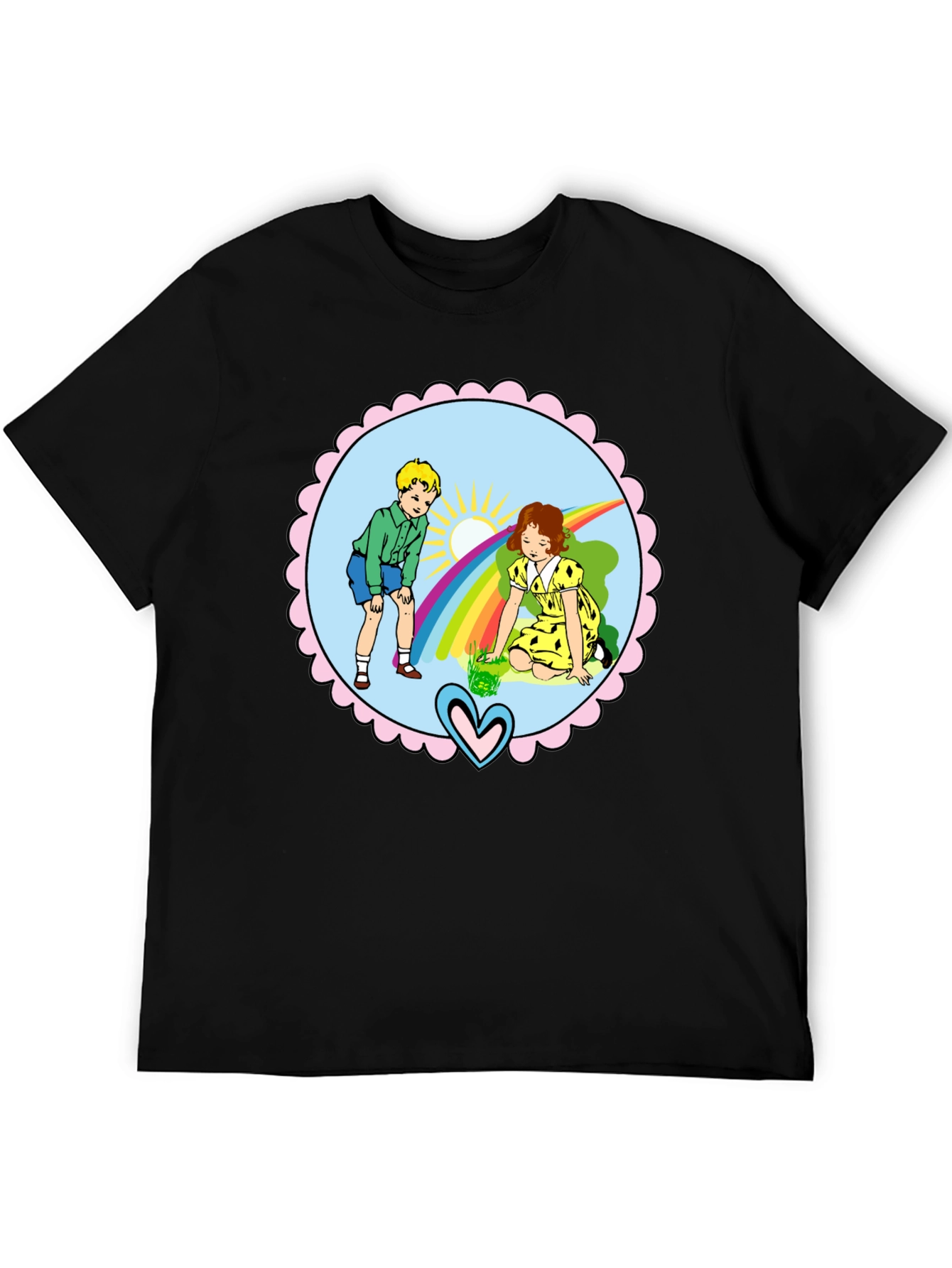 Retro Kids Rainbow Graphic T-Shirt