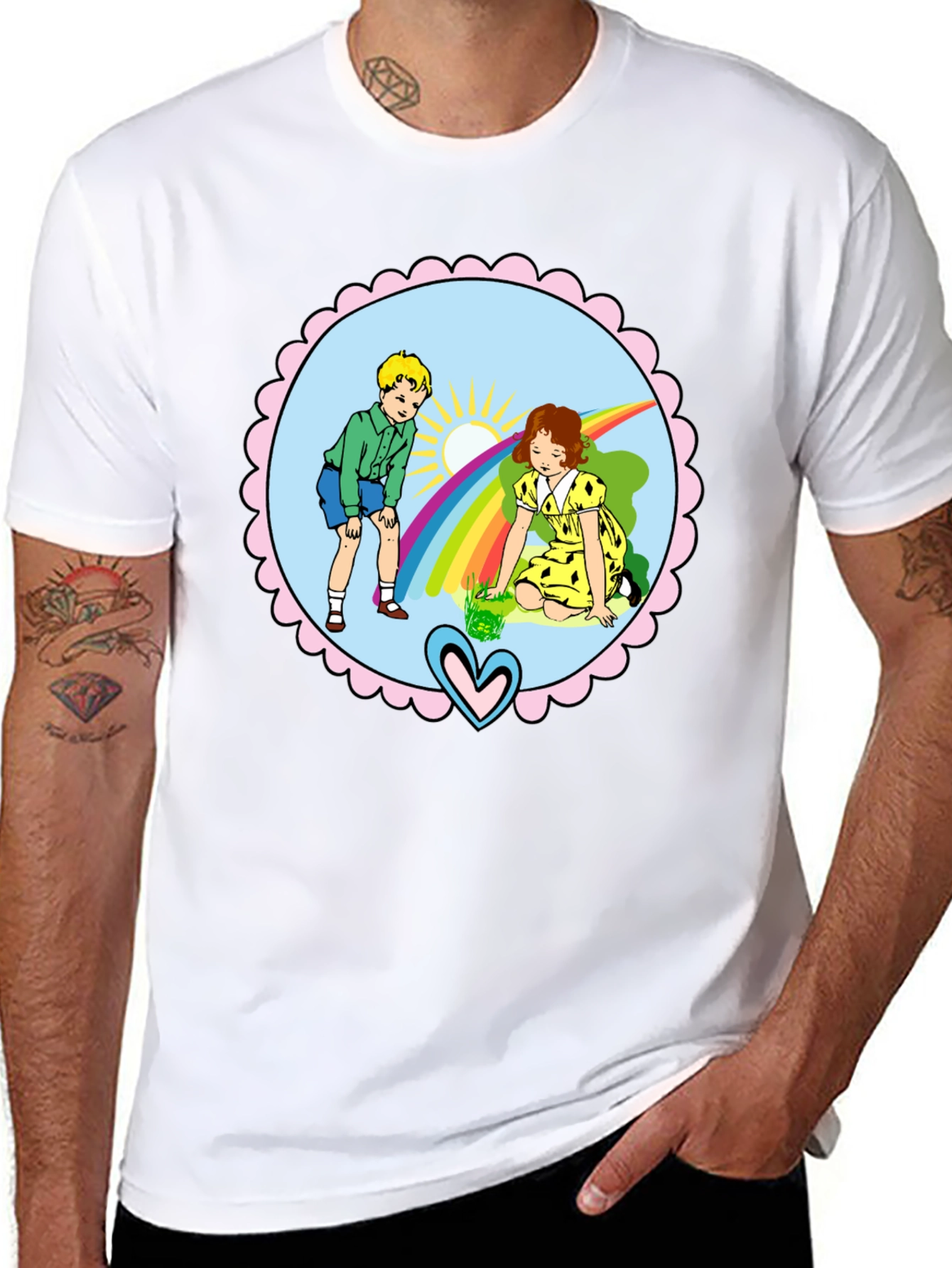 Retro Kids Rainbow Graphic T-Shirt