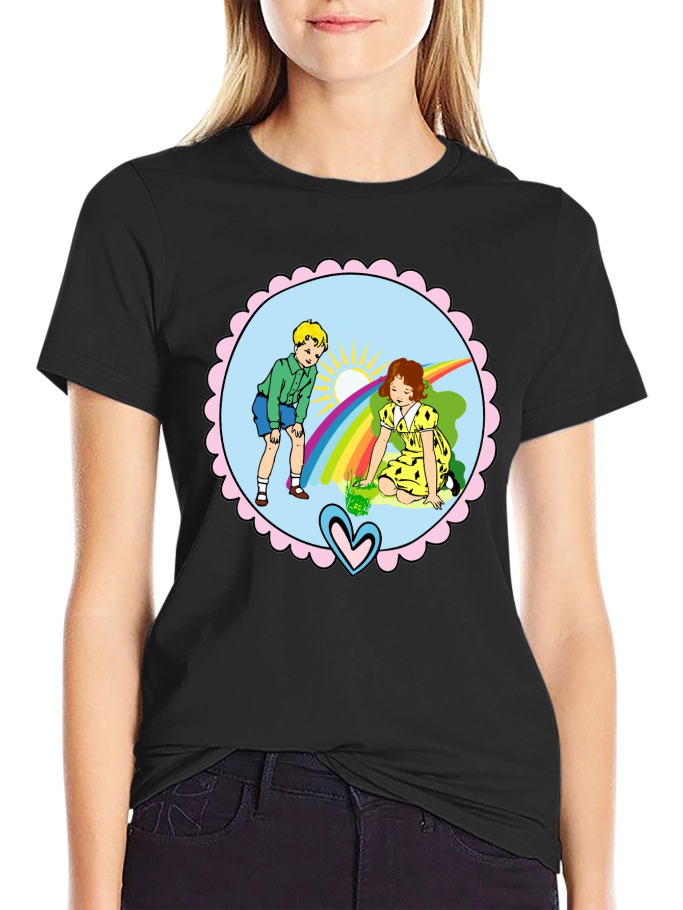Retro Kids Rainbow Graphic T-Shirt