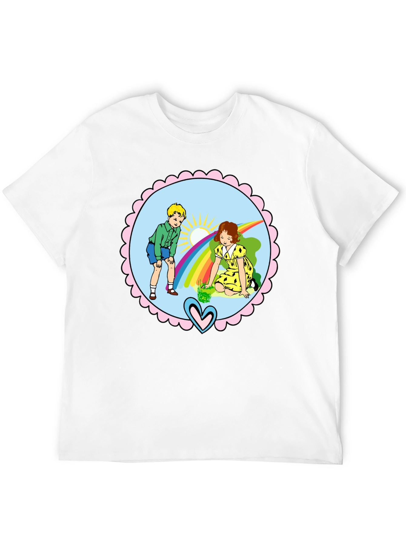 Retro Kids Rainbow Graphic T-Shirt