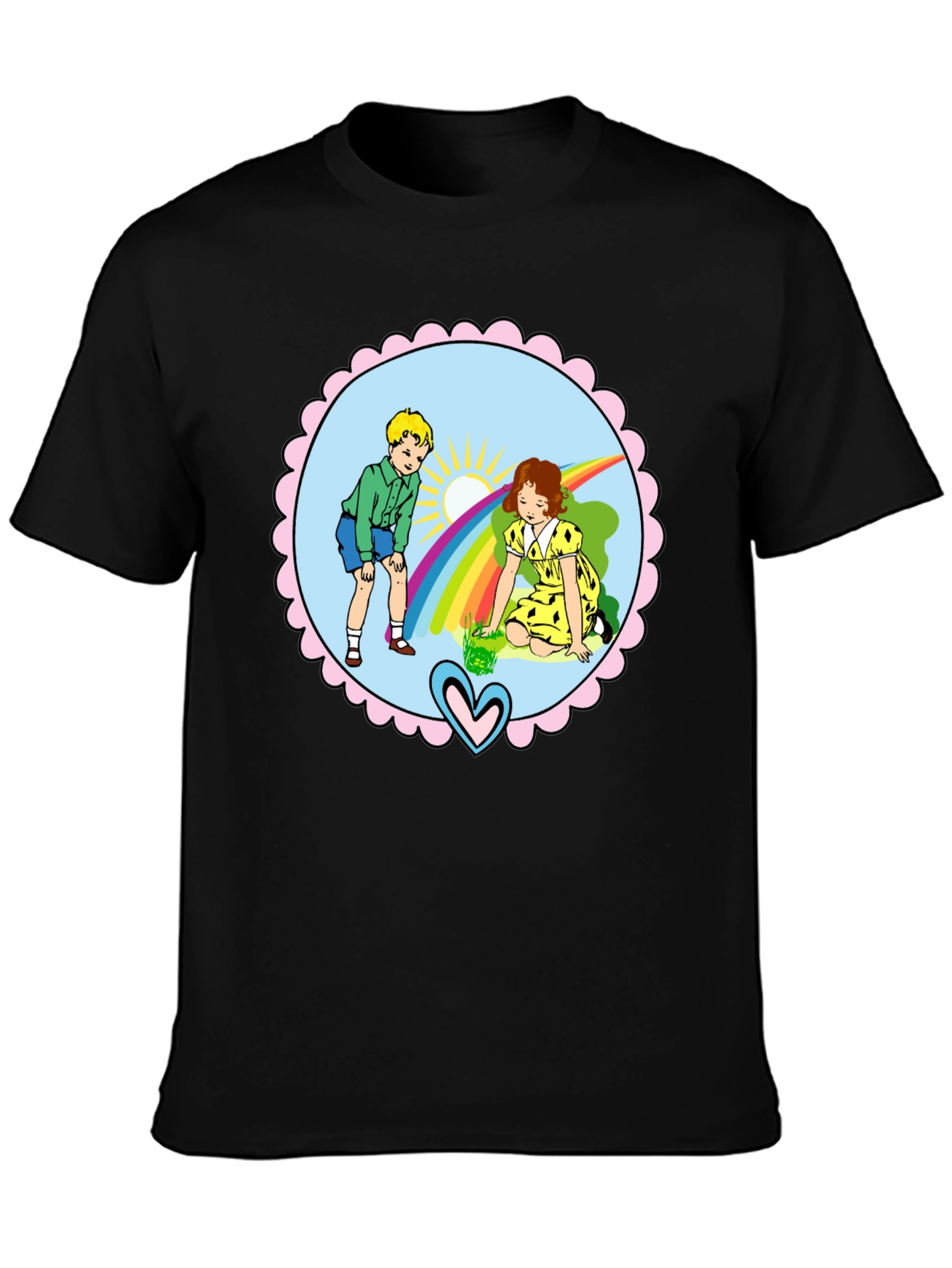 Retro Kids Rainbow Graphic T-Shirt