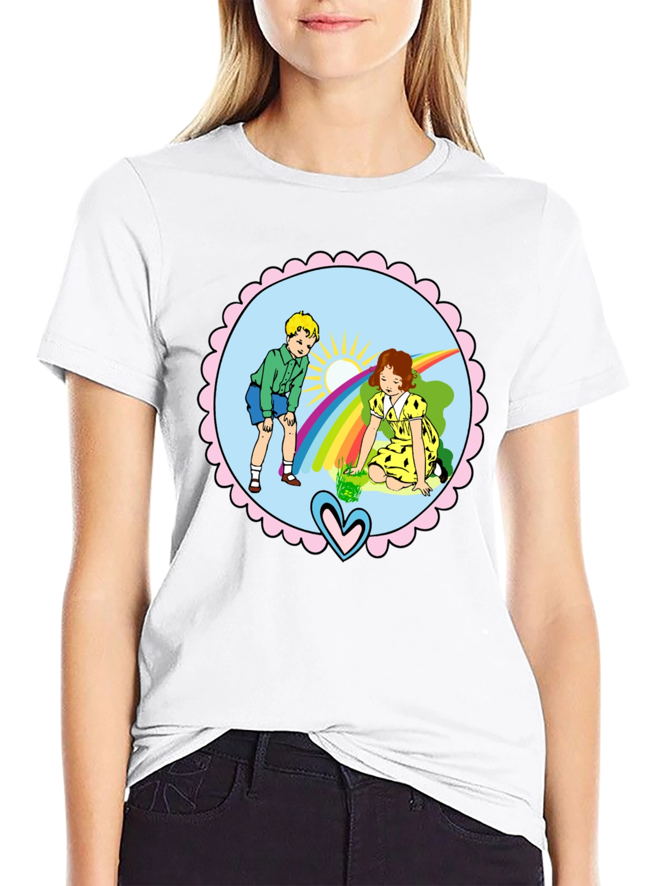 Retro Kids Rainbow Graphic T-Shirt
