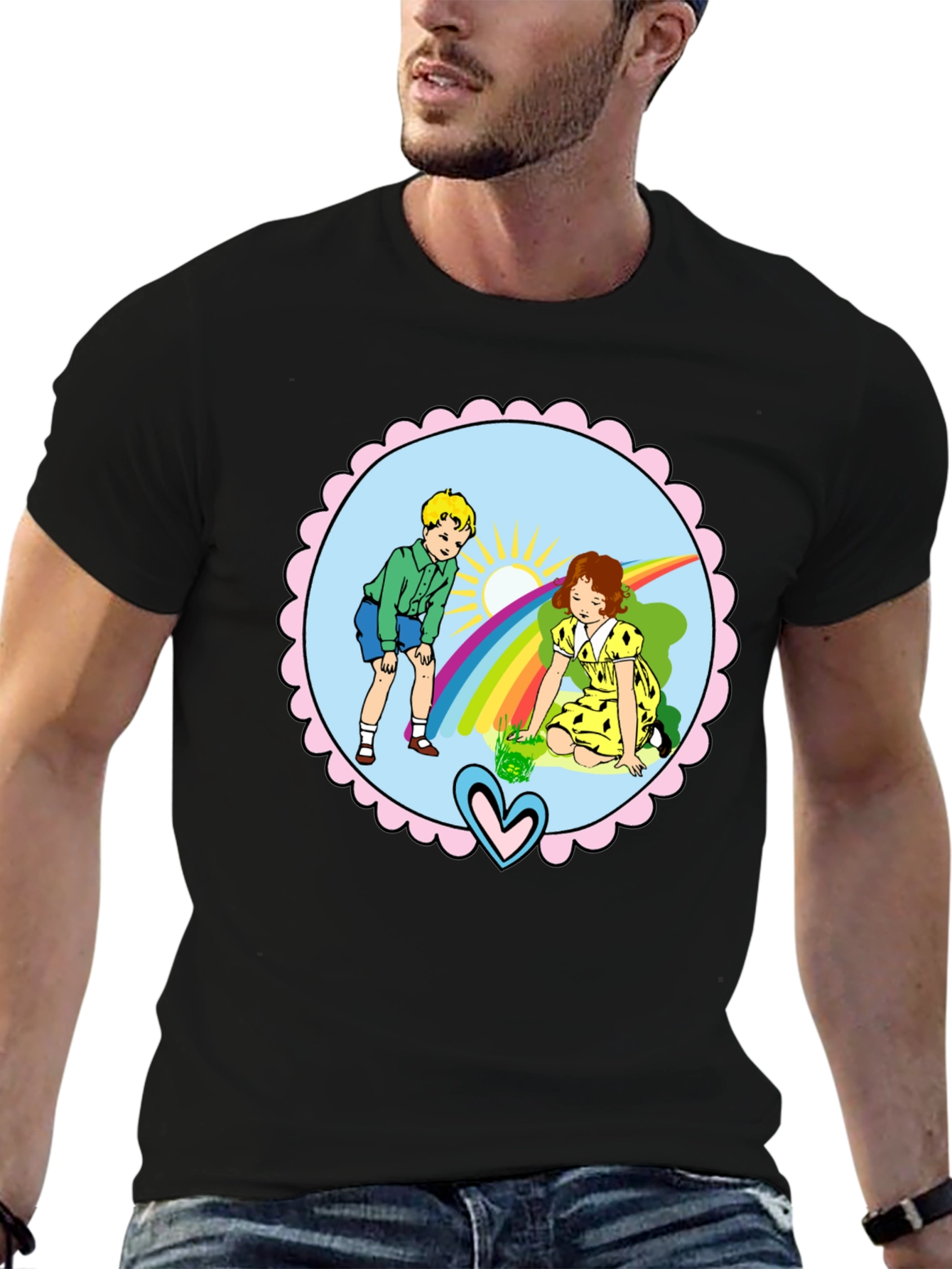 Retro Kids Rainbow Graphic T-Shirt