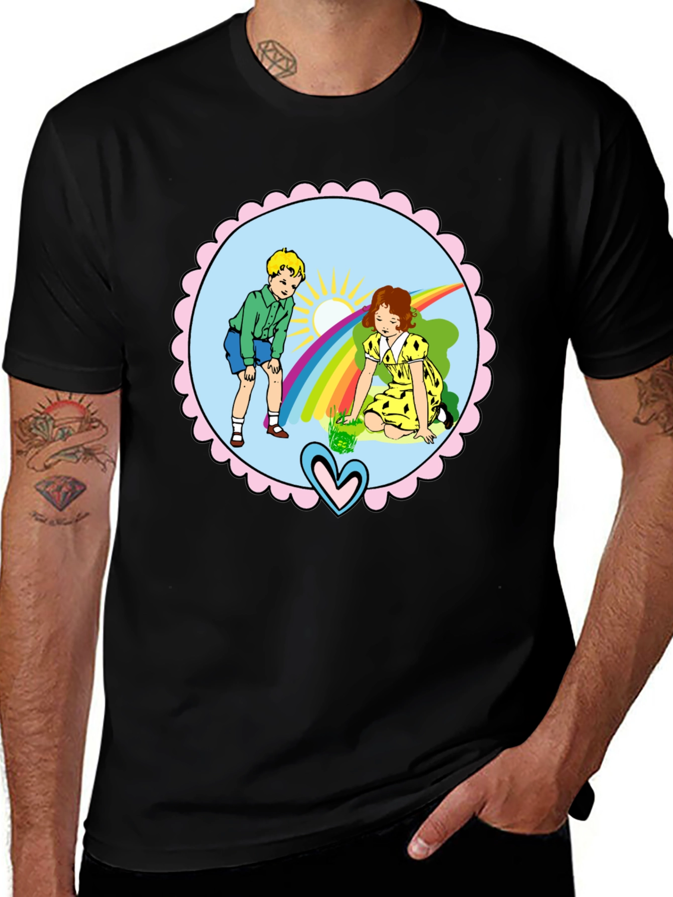 Retro Kids Rainbow Graphic T-Shirt
