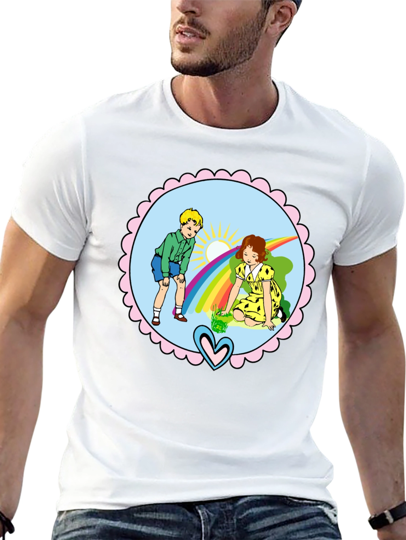Retro Kids Rainbow Graphic T-Shirt