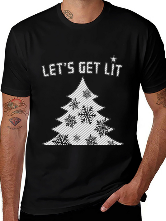 Lets Get Lit Christmas Tree Graphic Tee