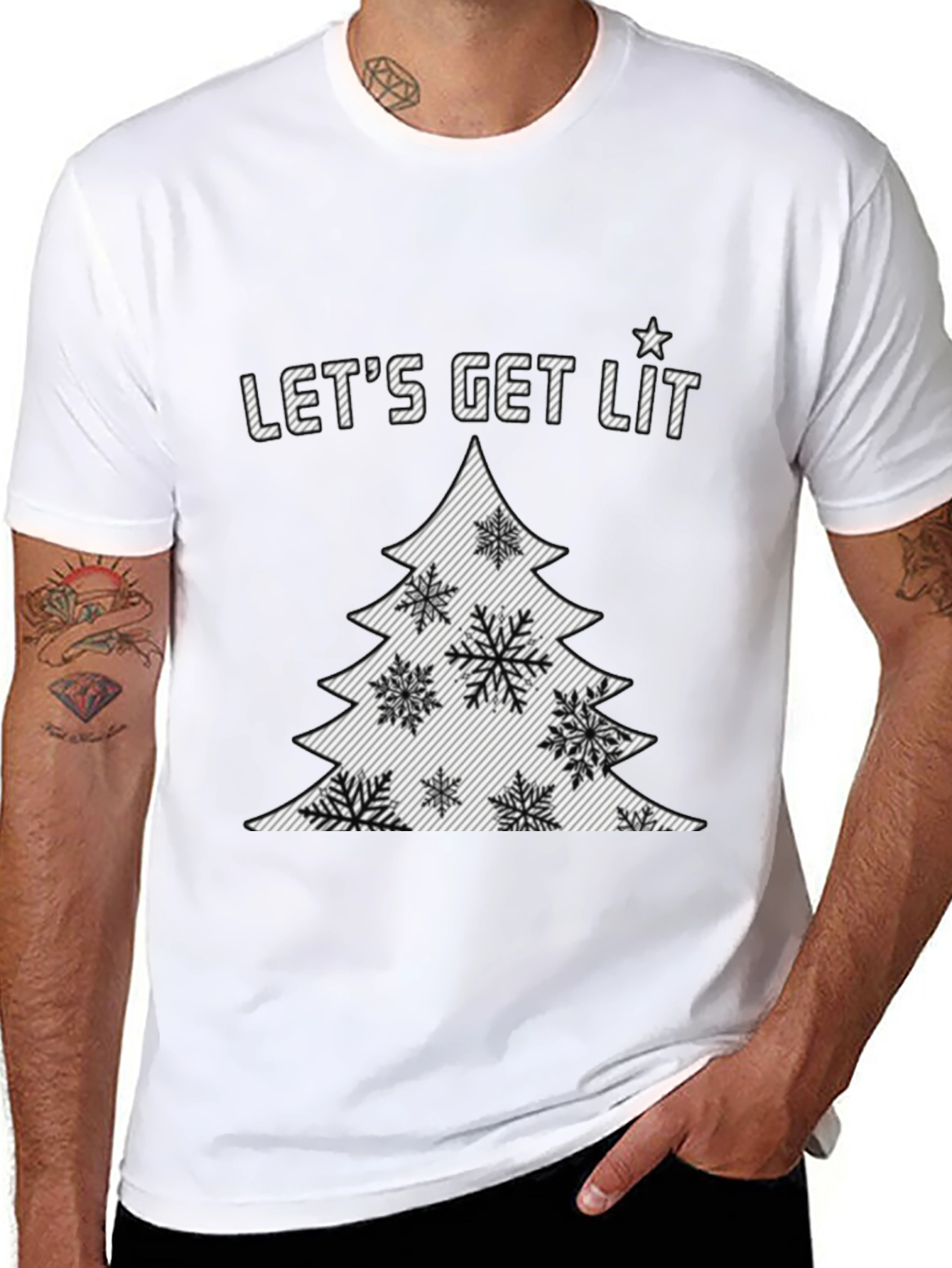 Lets Get Lit Christmas Tree Graphic Tee