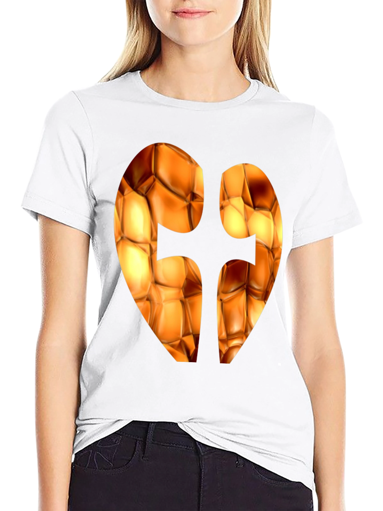 Abstract Heart Design Black T-Shirt