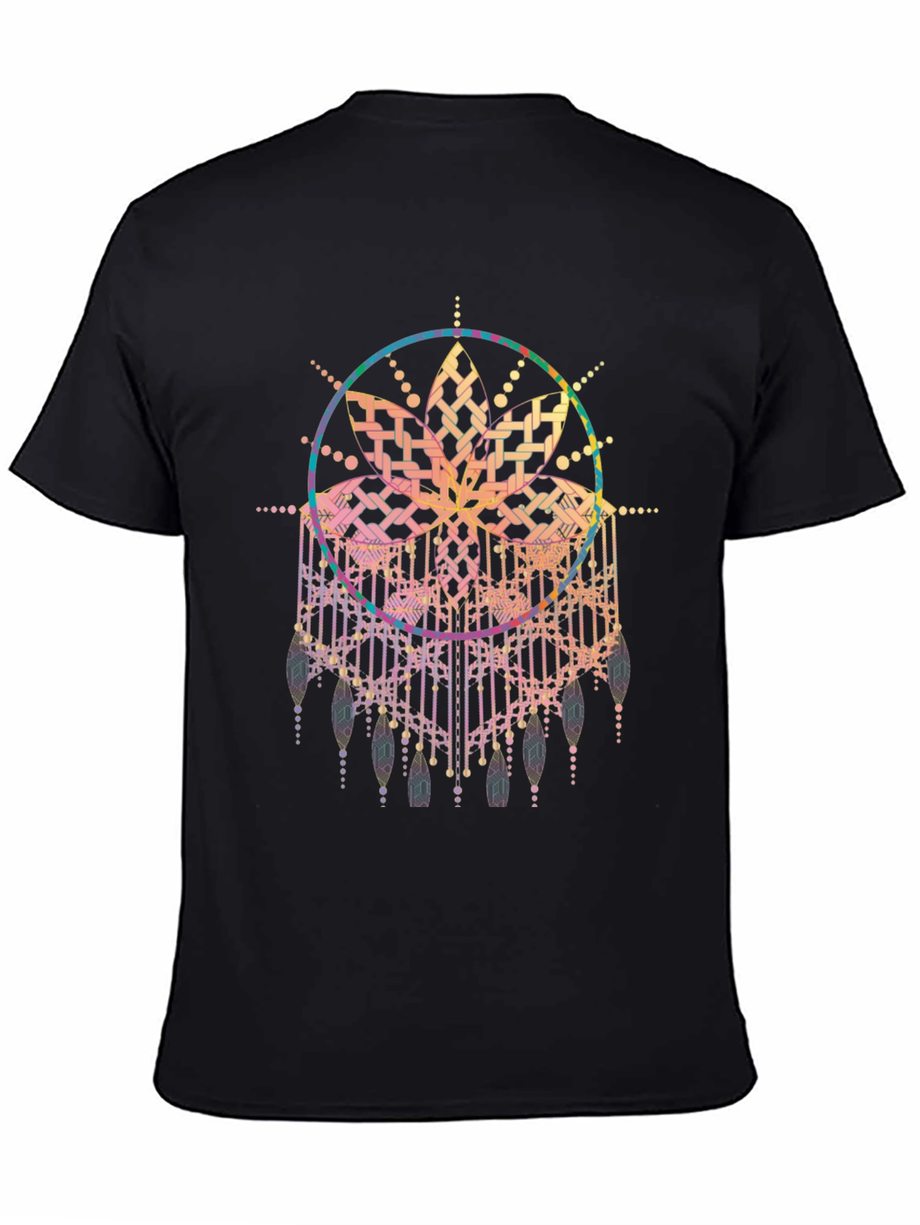 Boho Mandala Graphic Tee - Black Cotton Comfort