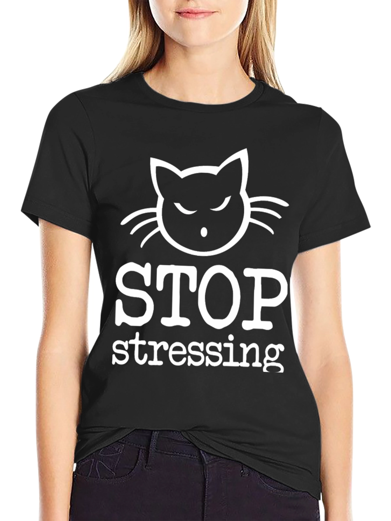 Stop Stressing Cat T-Shirt - Relax & Unwind!