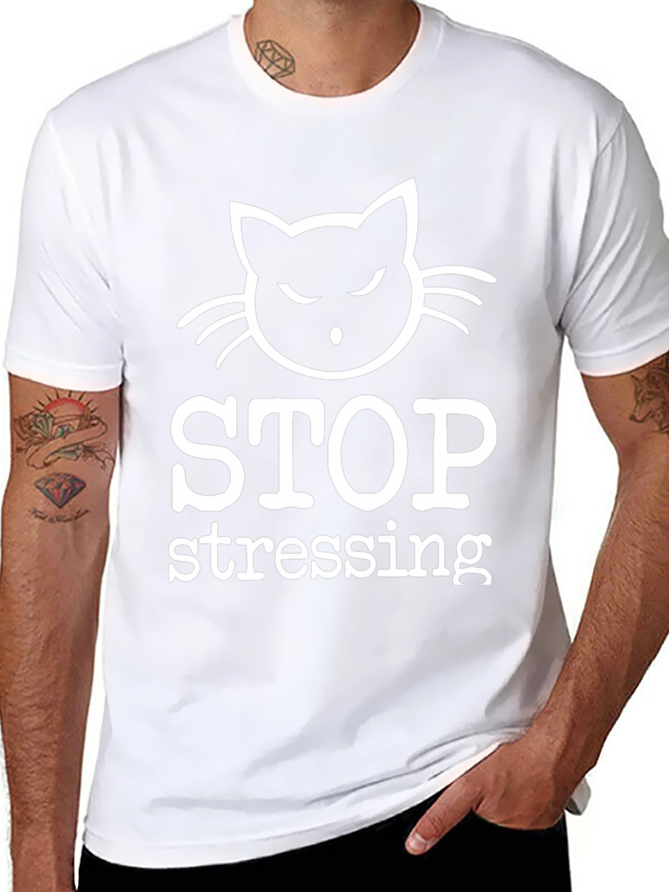 Stop Stressing Cat T-Shirt - Relax & Unwind!