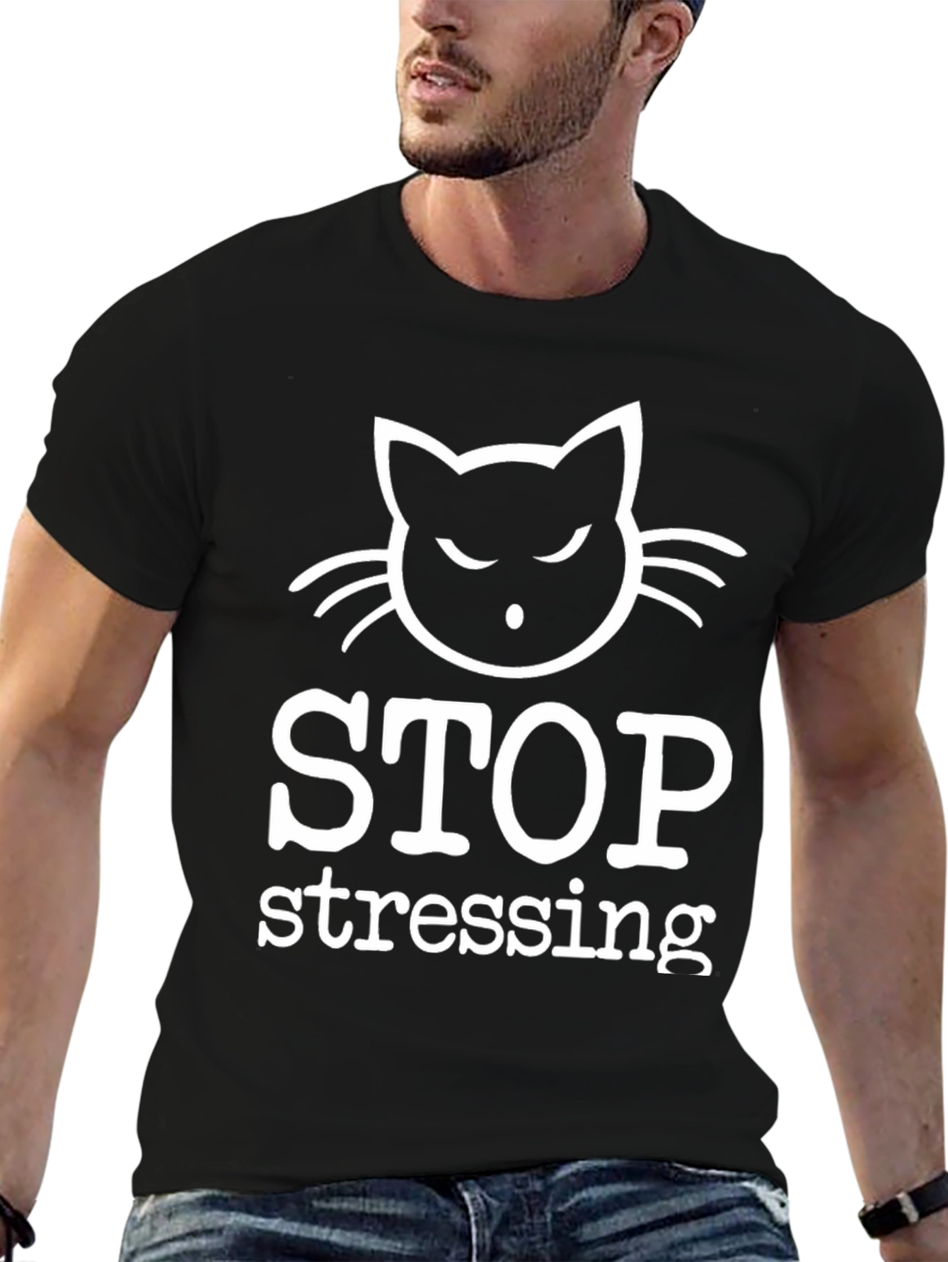 Stop Stressing Cat T-Shirt - Relax & Unwind!