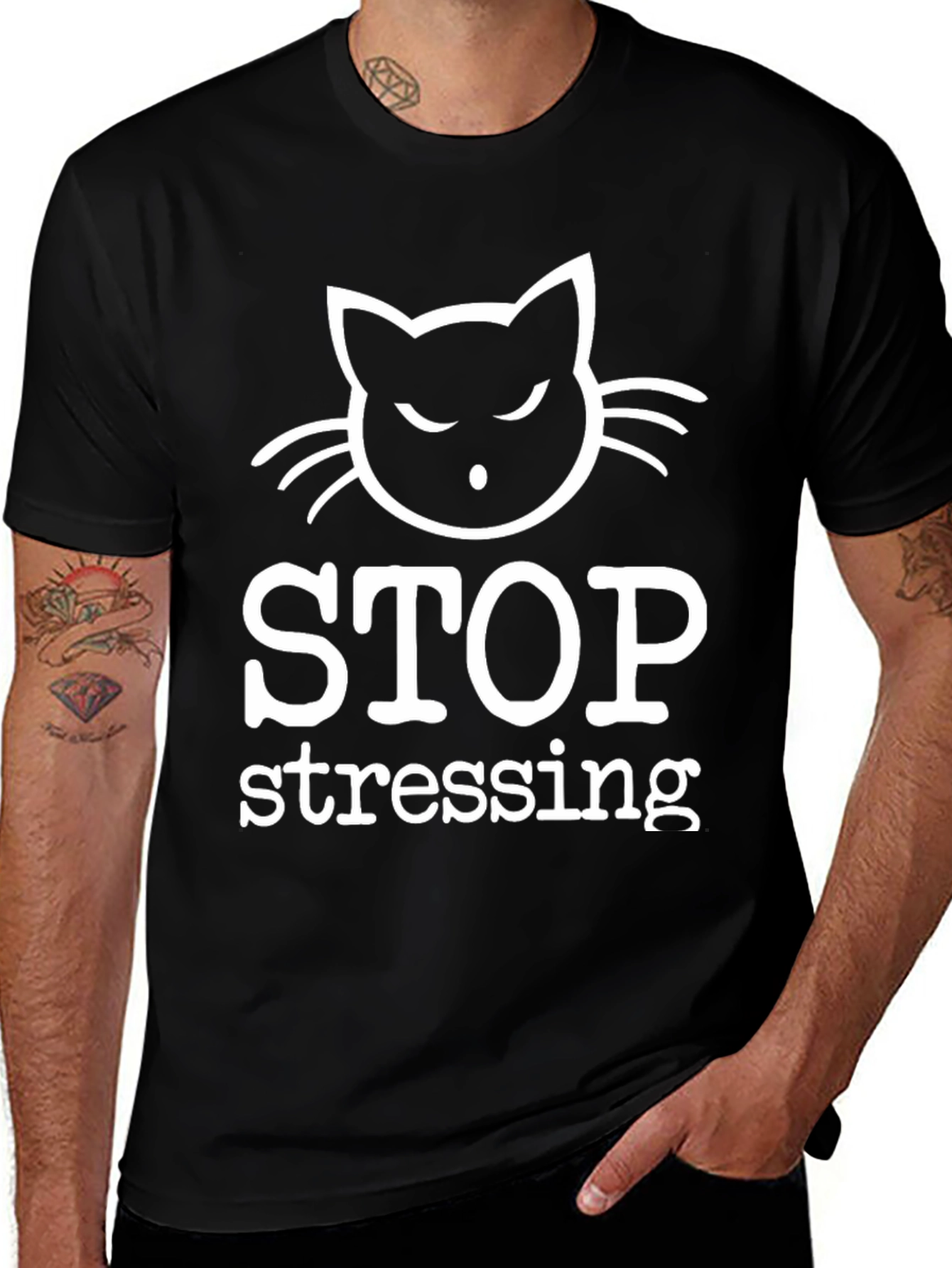 Stop Stressing Cat T-Shirt - Relax & Unwind!