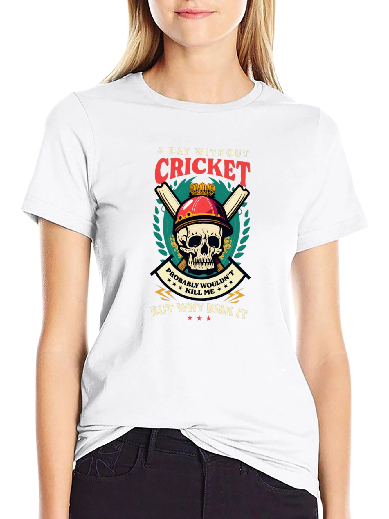 Cricket Skull Graphic T-Shirt