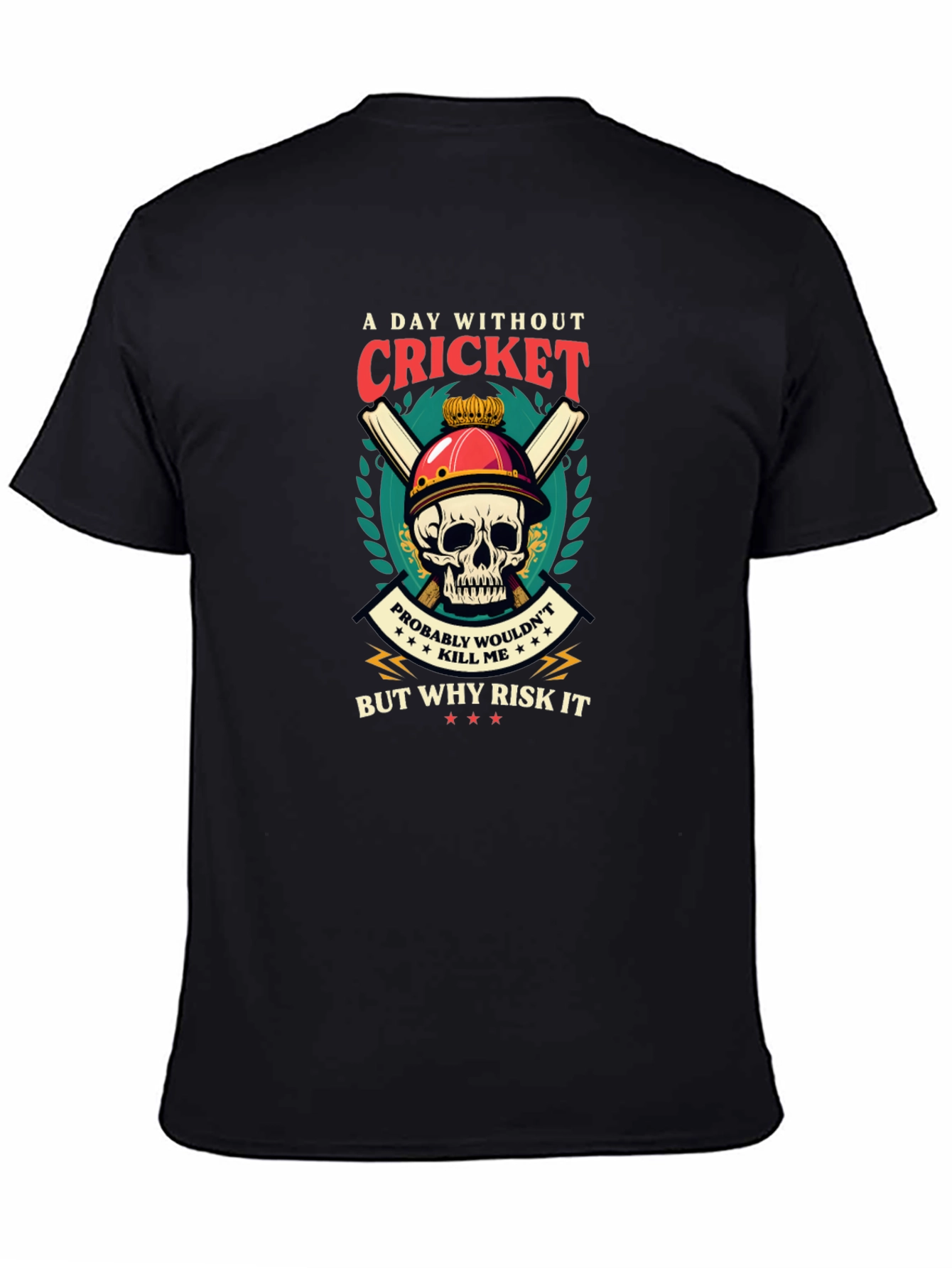 Cricket Skull Graphic T-Shirt