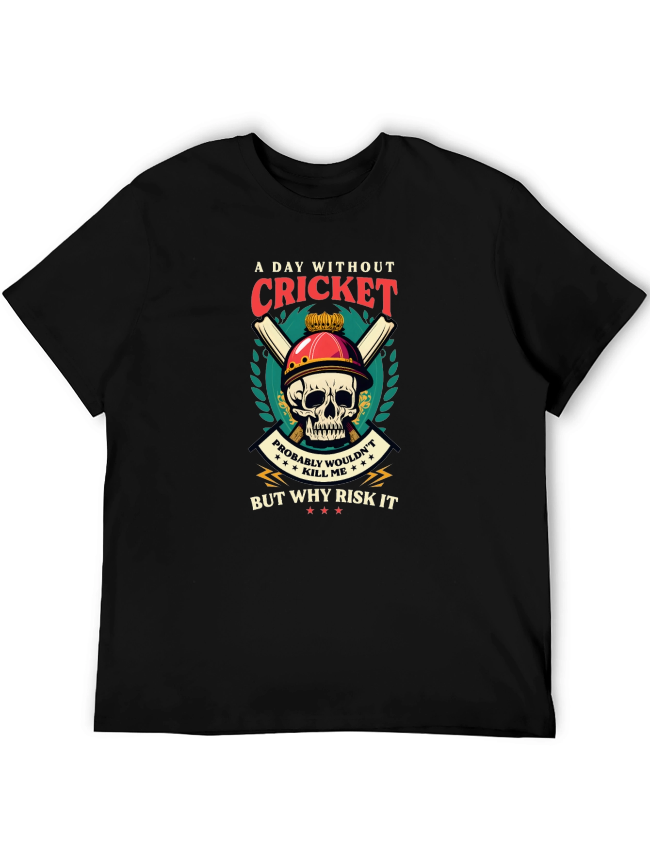 Cricket Skull Graphic T-Shirt